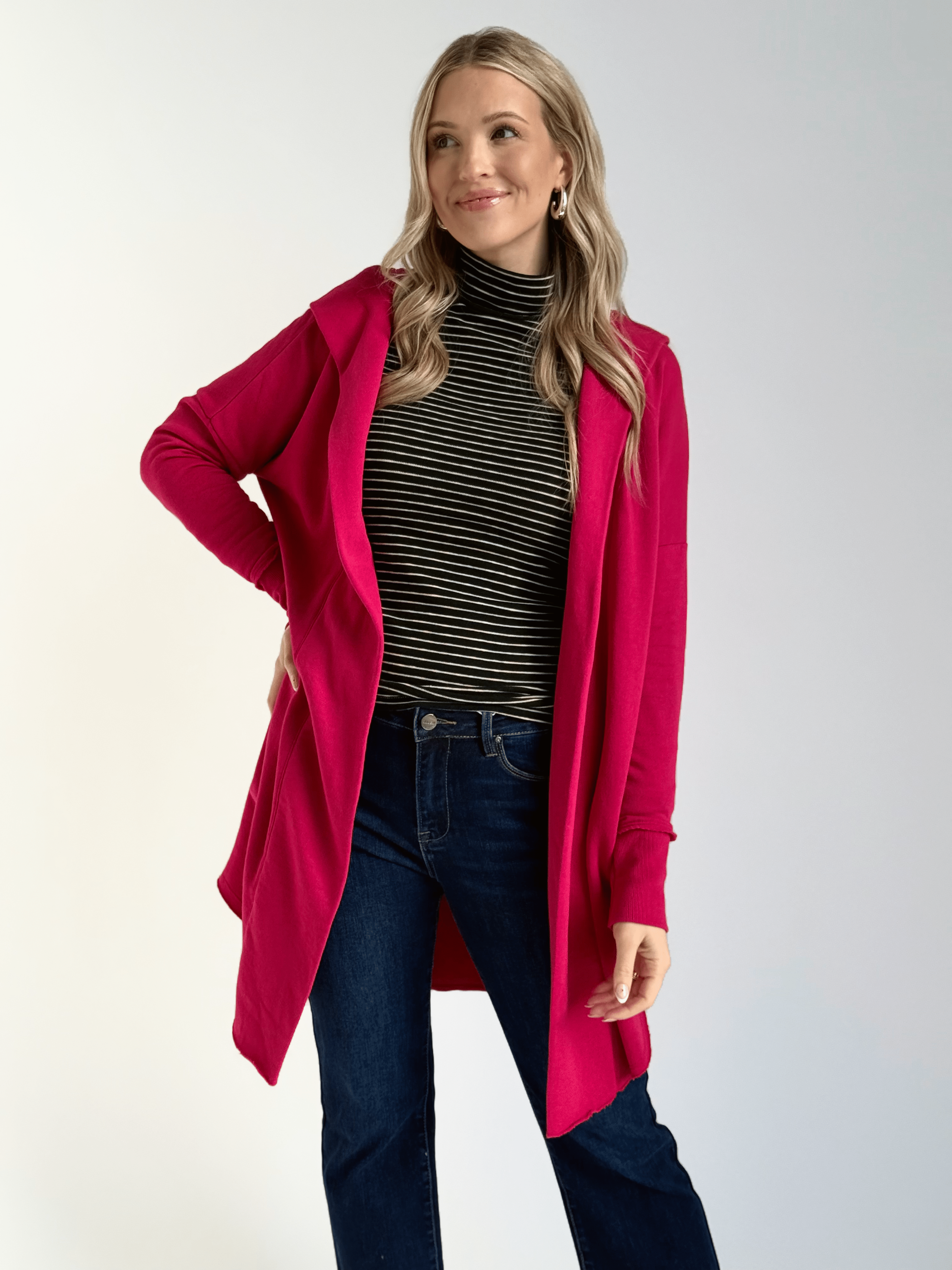 Moats Hooded Cardigan - PLUM PINK - willows clothing Cardigan