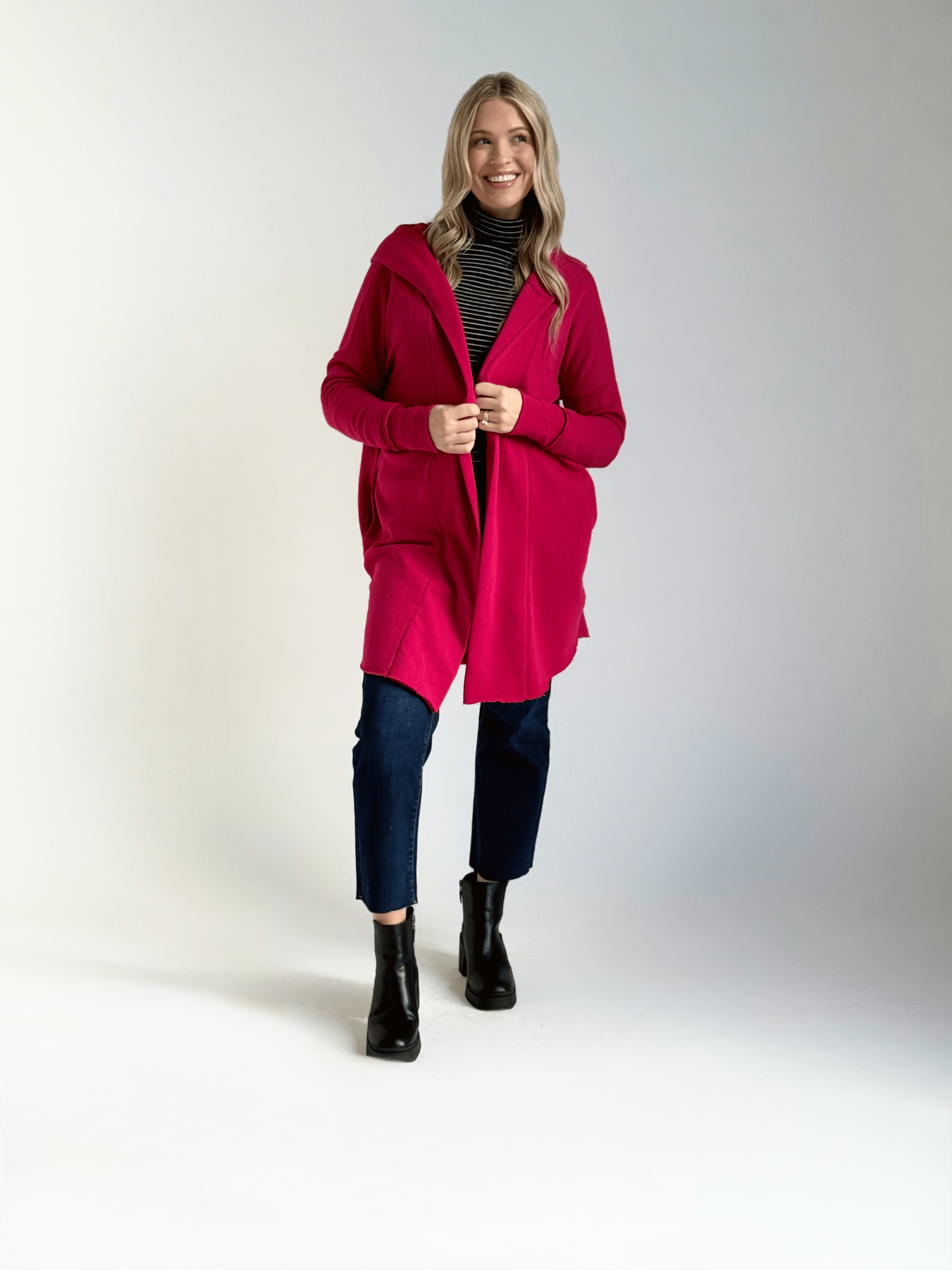 Moats Hooded Cardigan - PLUM PINK - willows clothing Cardigan