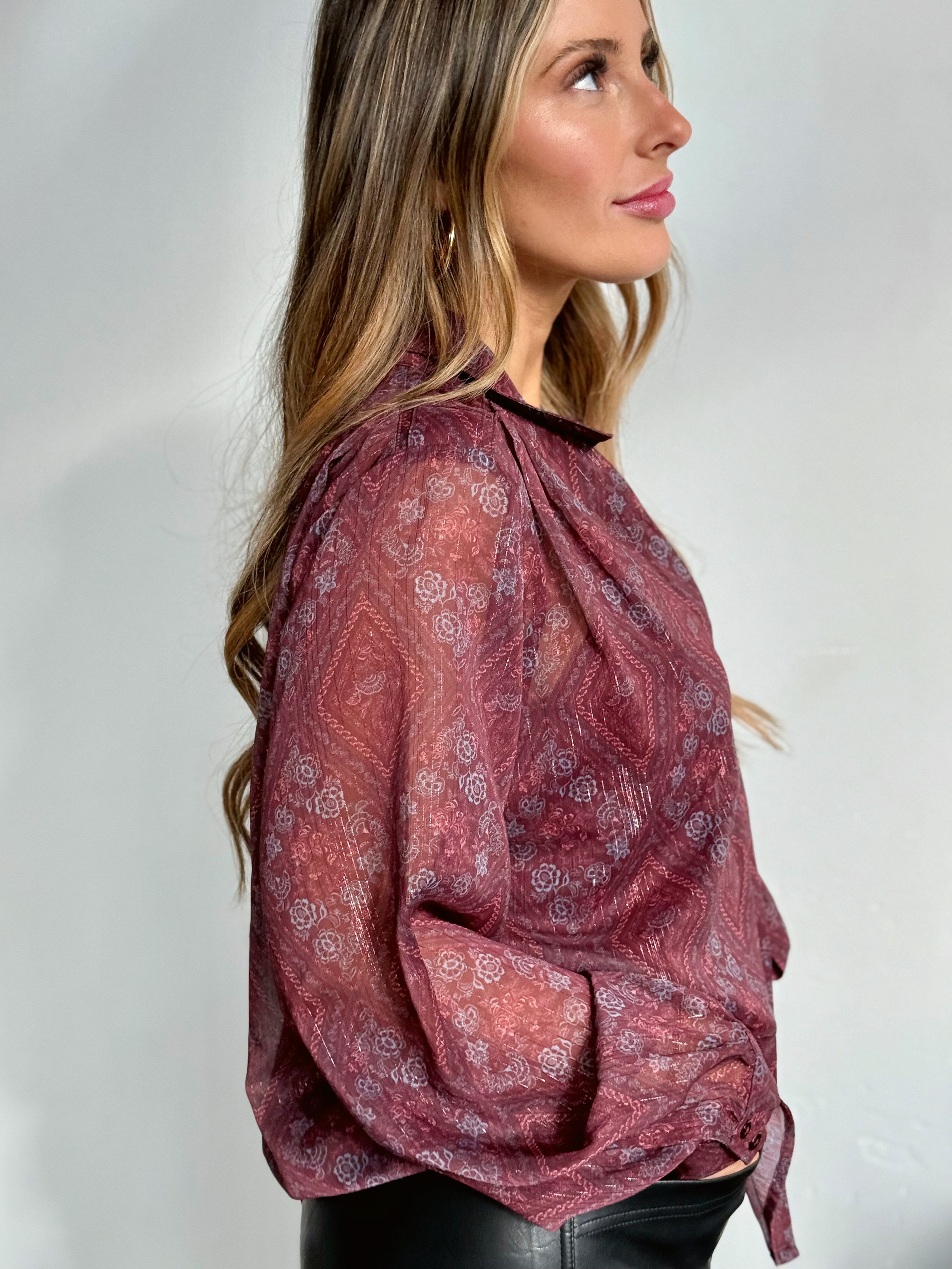 Mulberry Blouse - WINE/ROSE - willows clothing BLOUSE
