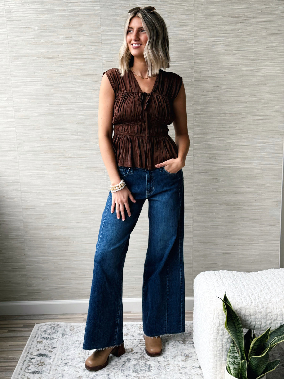 Nellie Blouse - CHOCOLATE - willows clothing BLOUSE