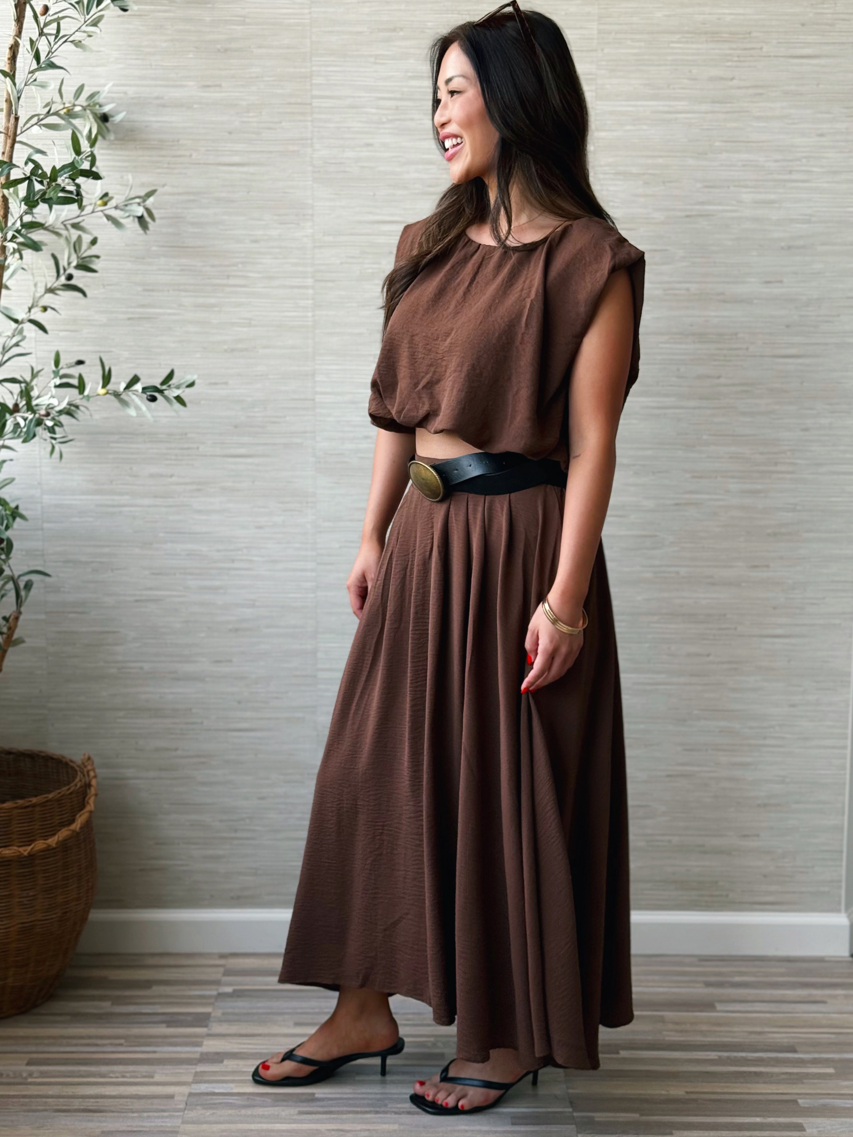 Niko Skirt - BROWN - willows clothing long skirt