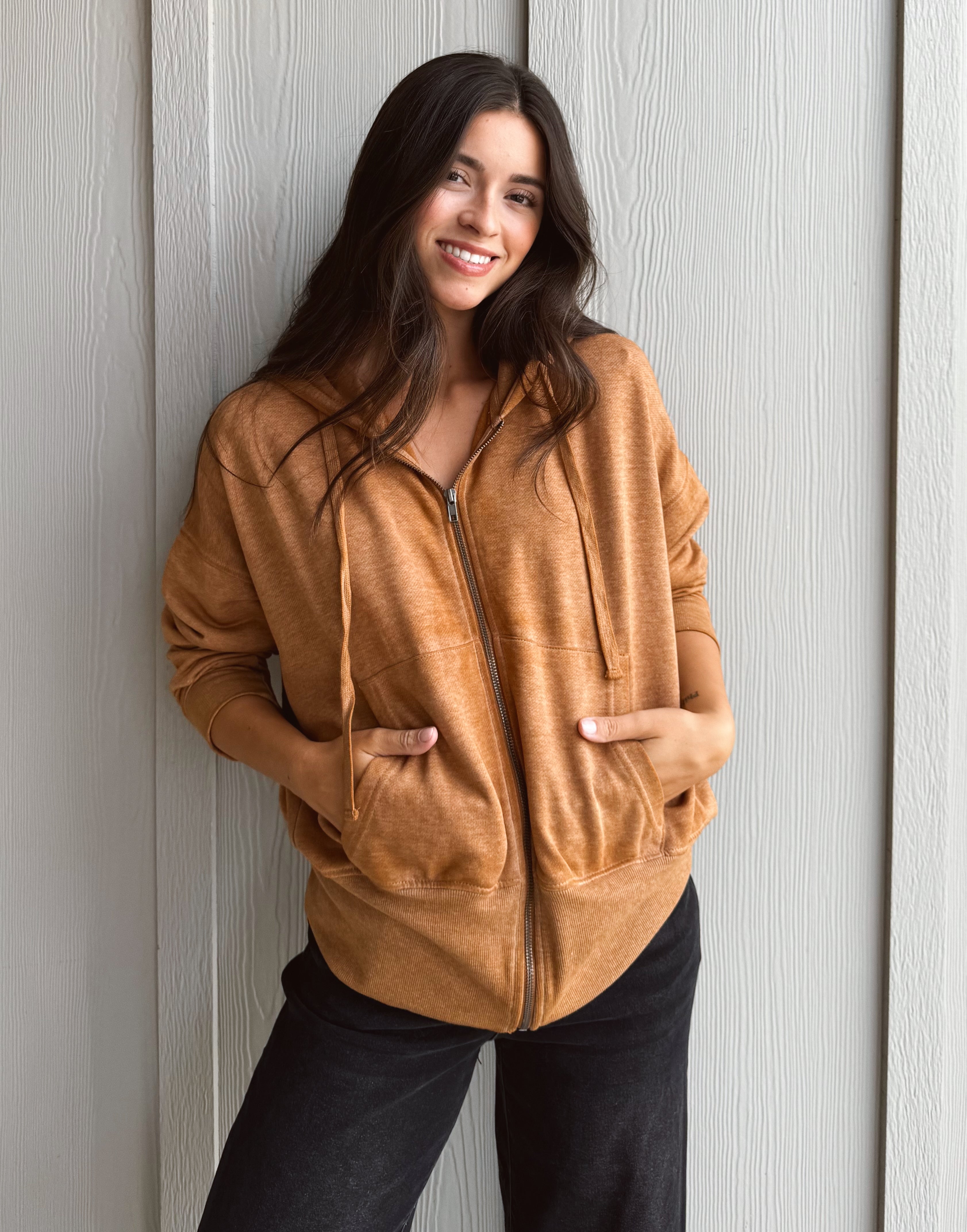 NorthWest Road Trip Zip Up - BURNT AMBER - willows clothing SWEATSHIRT