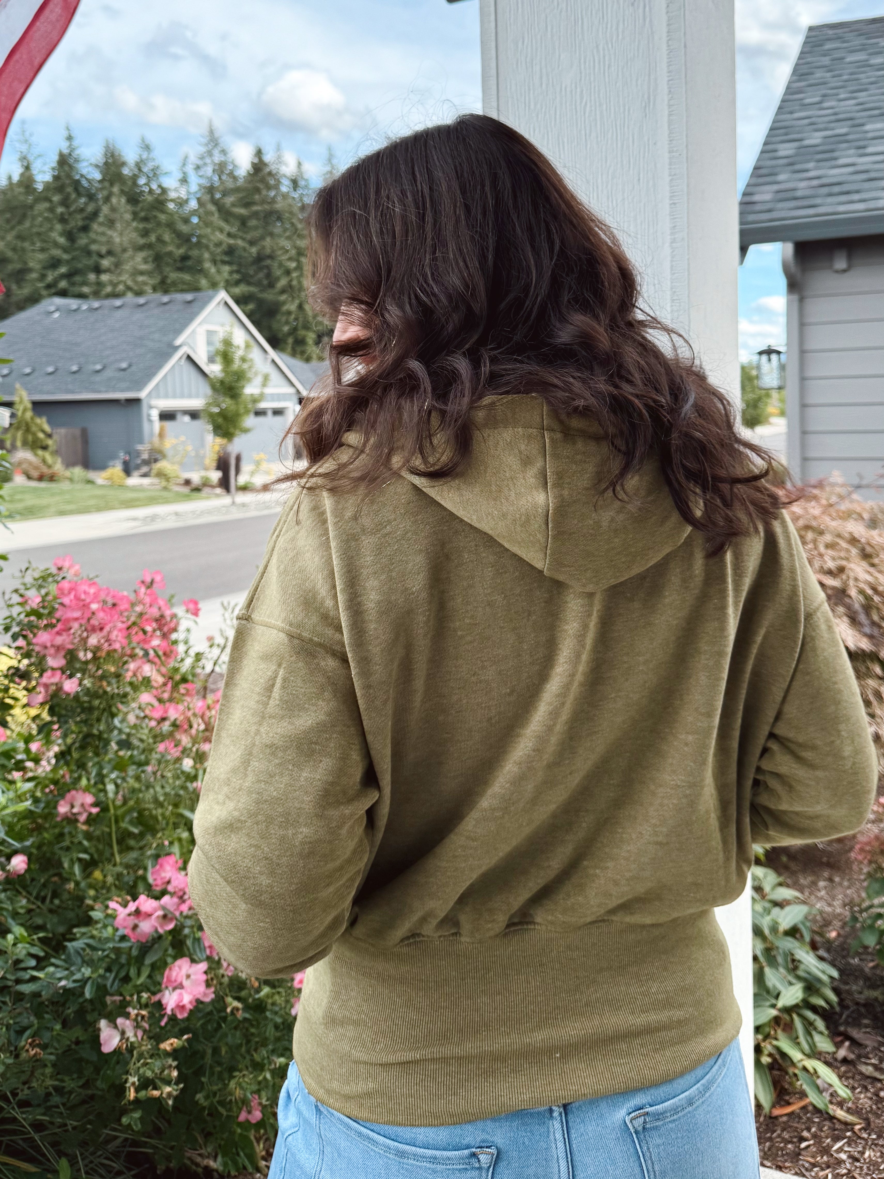 NorthWest Road Trip Zip Up - CAMO GREEN - willows clothing SWEATSHIRT