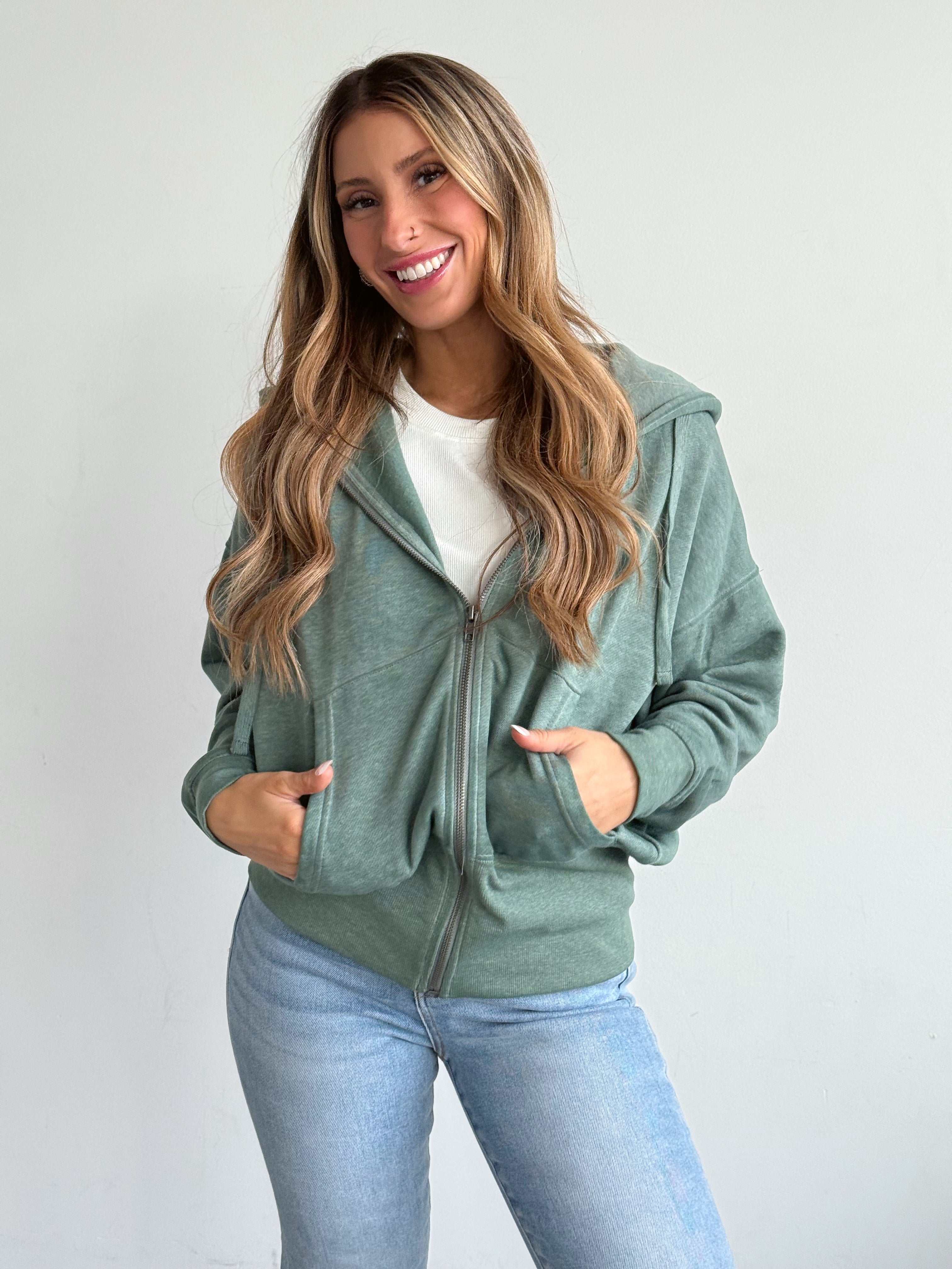 NorthWest Road Trip Zip Up - SILKY PINE - willows clothing SWEATSHIRT