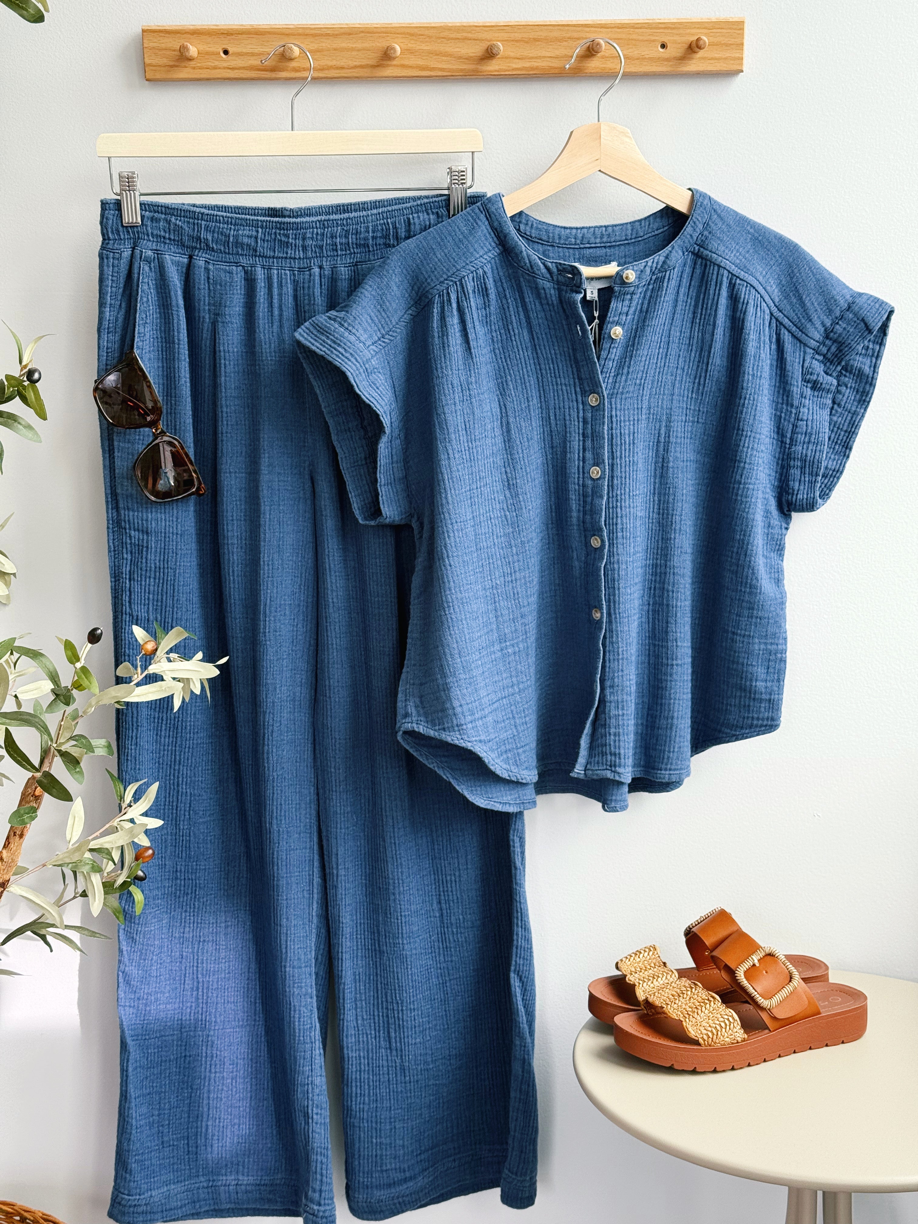 Novalie Blouse - WASHED DENIM BLUE - willows clothing BLOUSE