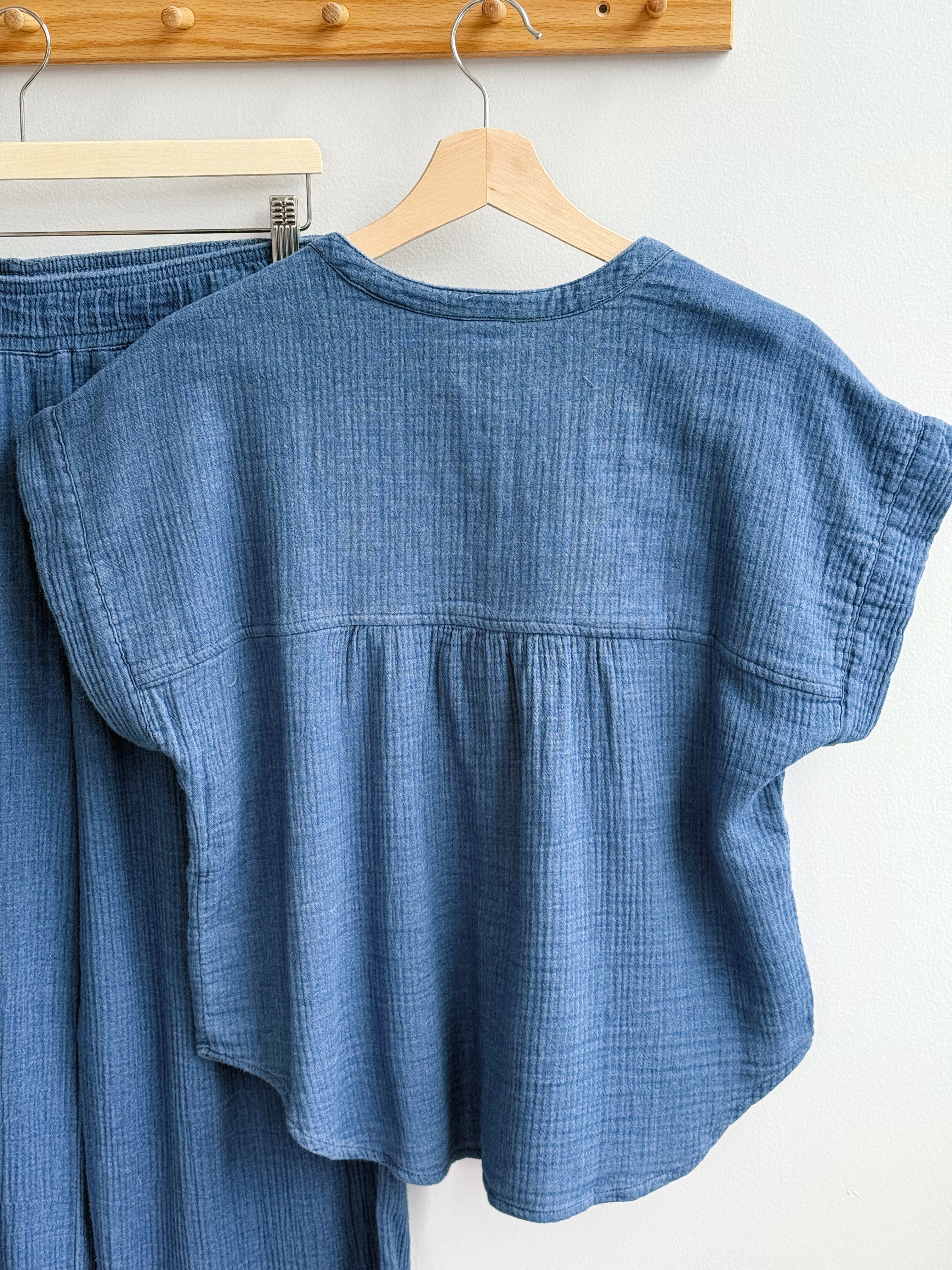 Novalie Blouse - WASHED DENIM BLUE - willows clothing BLOUSE
