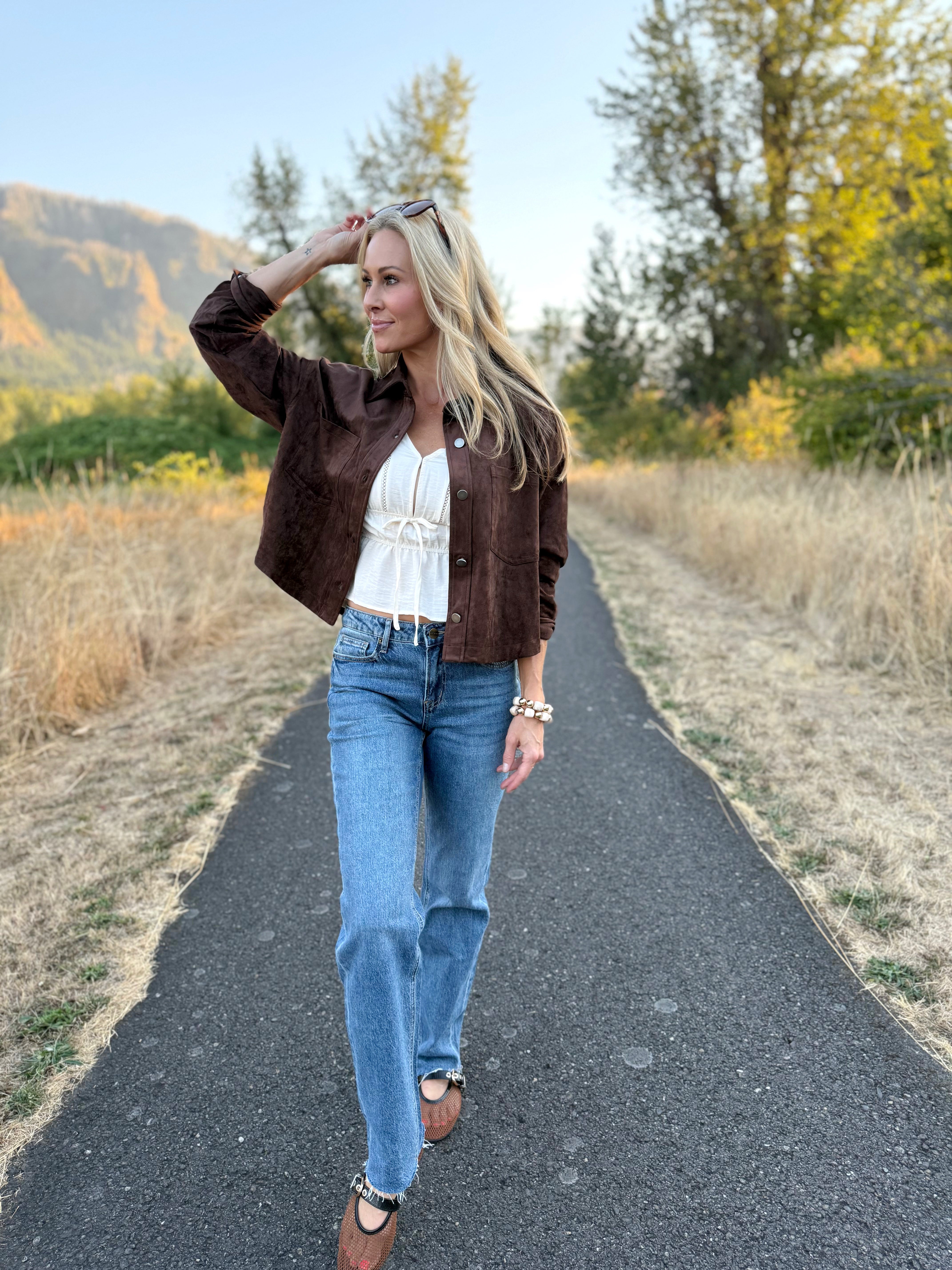 October Loves Shacket - CHOCOLATE - willows clothing JACKET