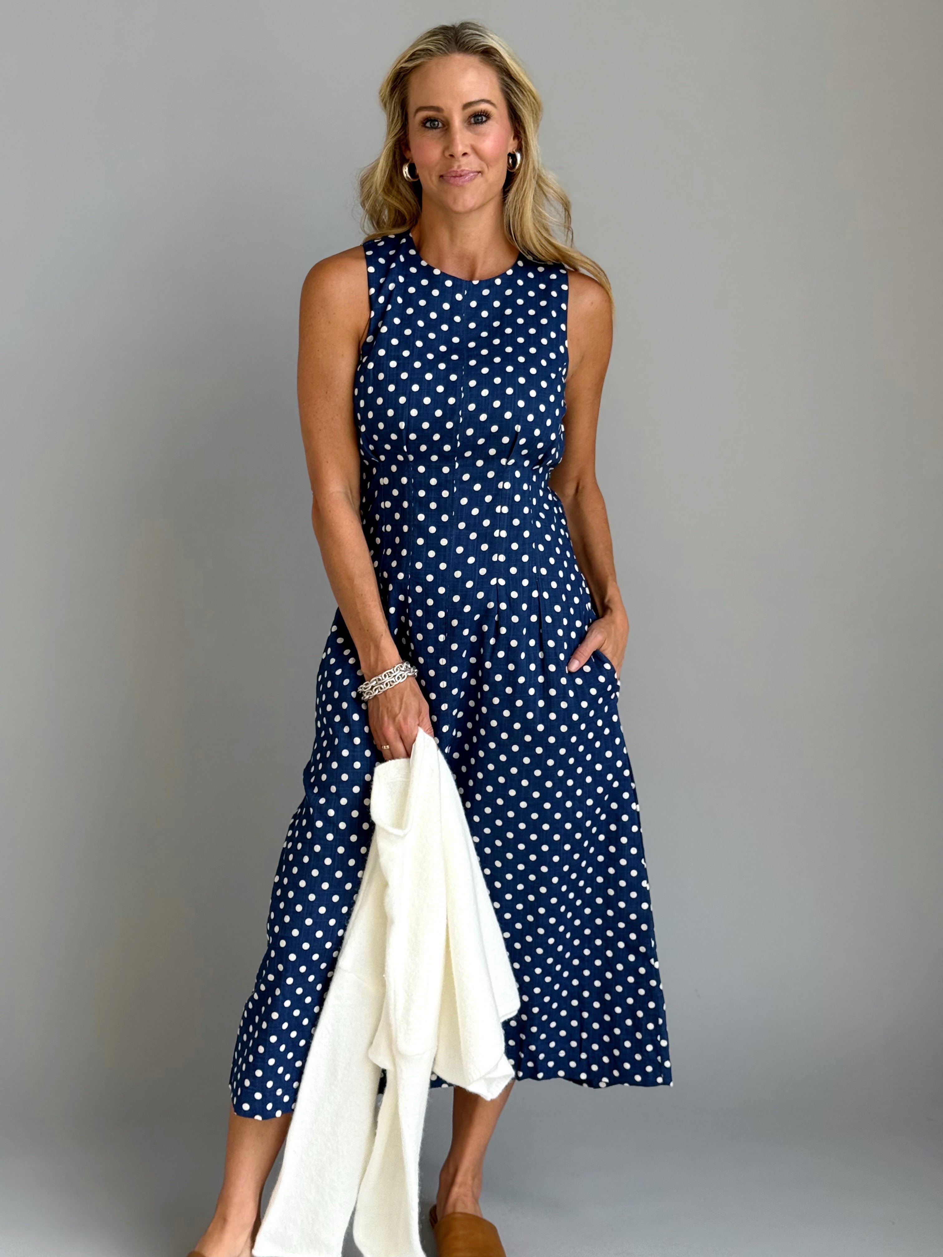 Odette Dress - BLUE/WHITE - willows clothing long dress