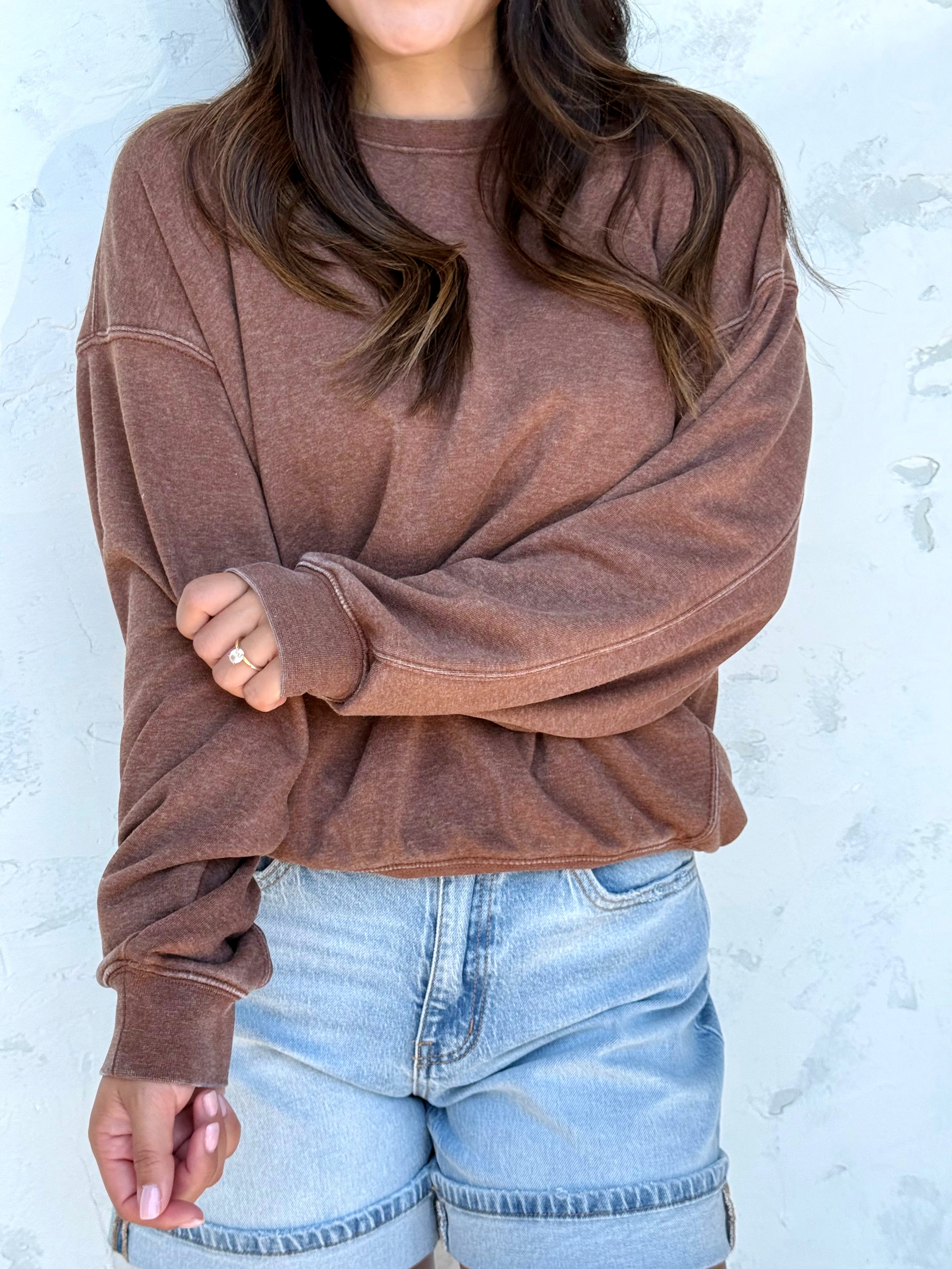 Off Duty Sweatshirt - CHESTNUT - willows clothing SWEATSHIRT