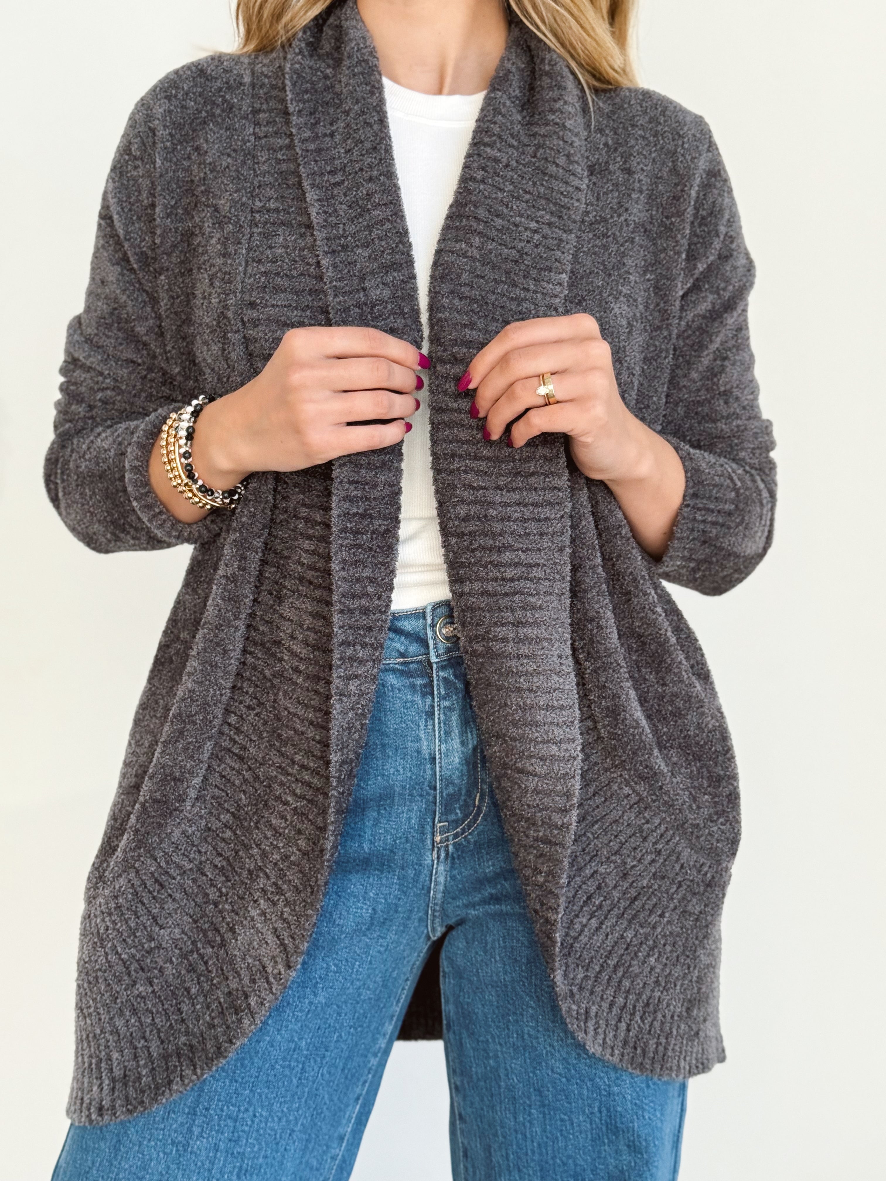 Opalite Cardigan - CHARCOAL - willows clothing Cardigan