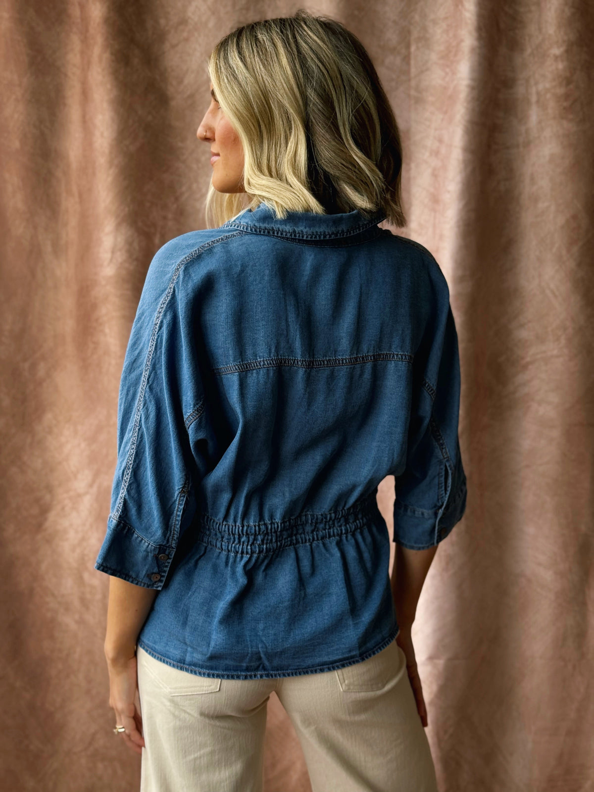 Orchard Belle Top - DARK DENIM - willows clothing L/S SHIRT