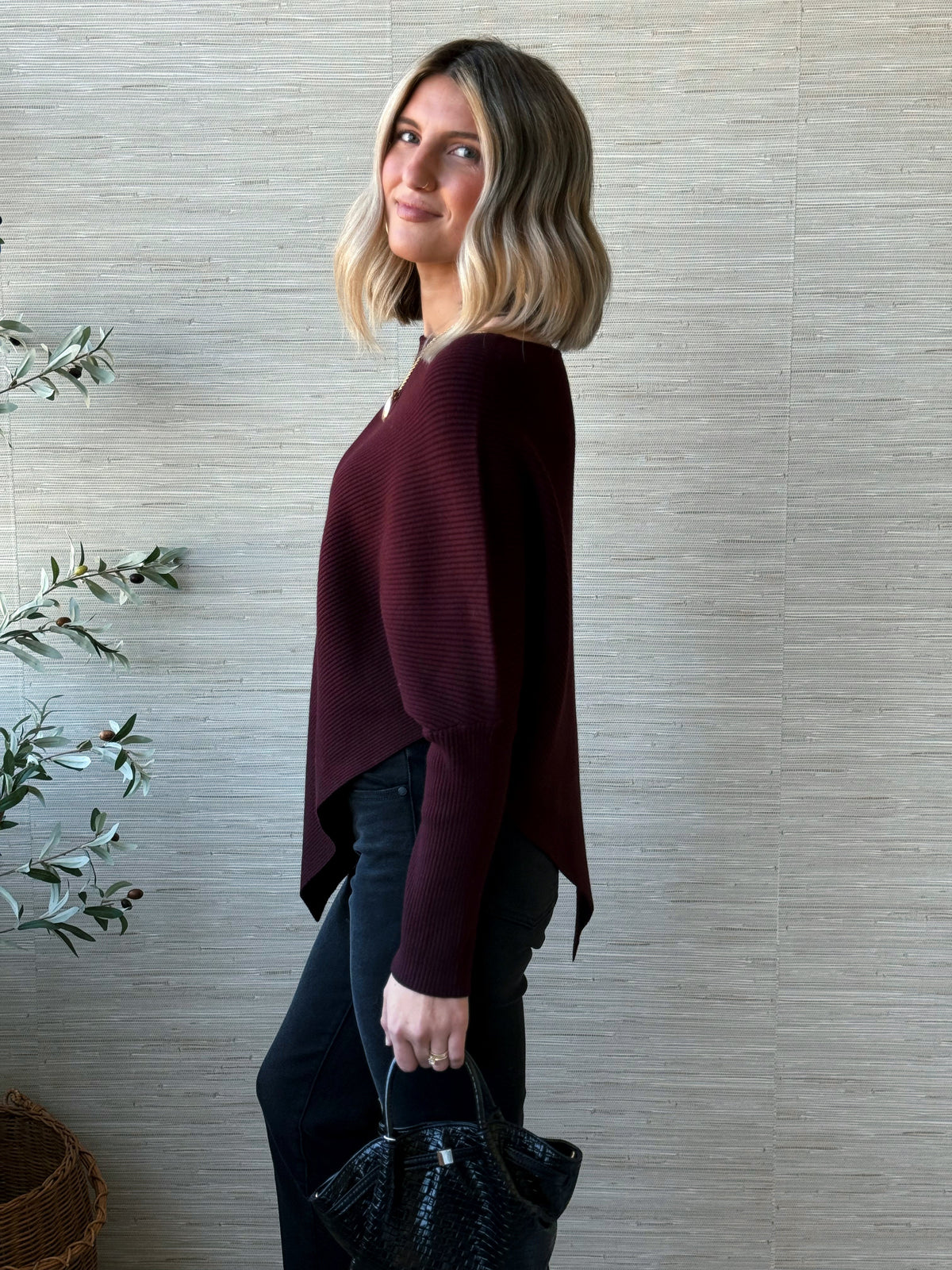 Palmilla Sweater - WINE - willows clothing SWEATER