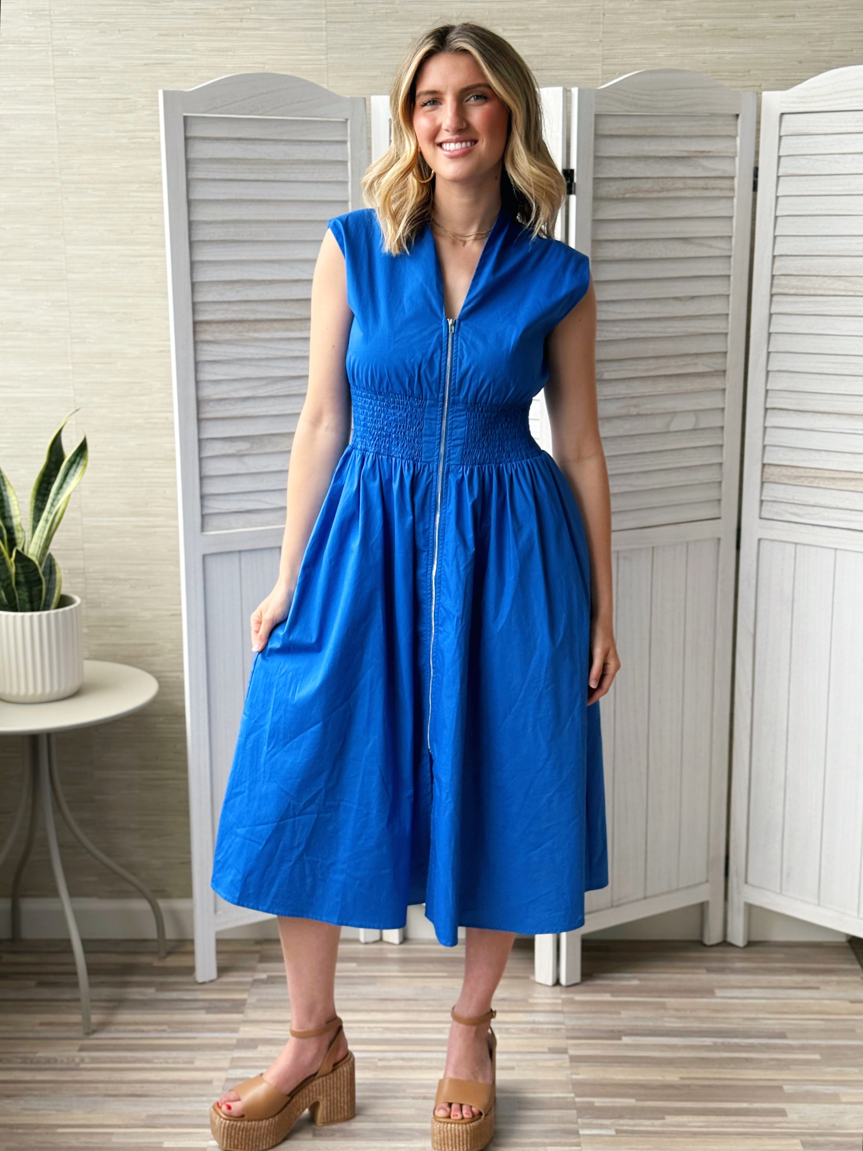 Paloma Dress - ROYAL BLUE - willows clothing MIDI DRESS