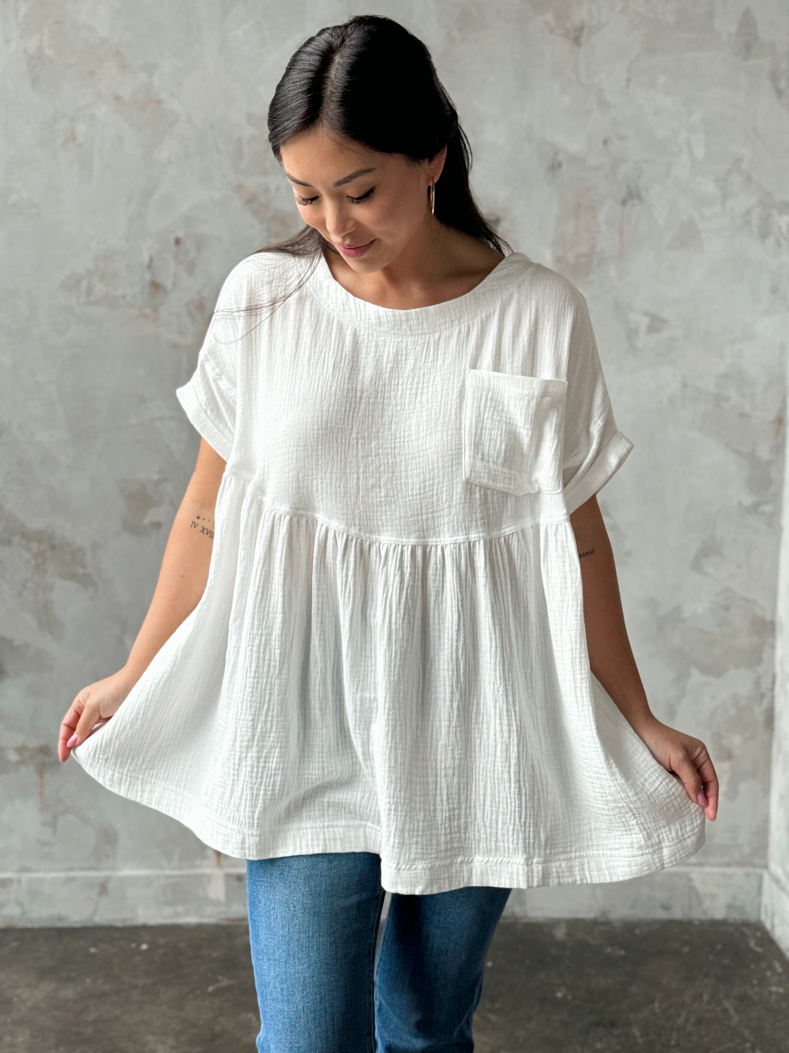 Parker Tunic - OFF WHITE - willows clothing BLOUSE