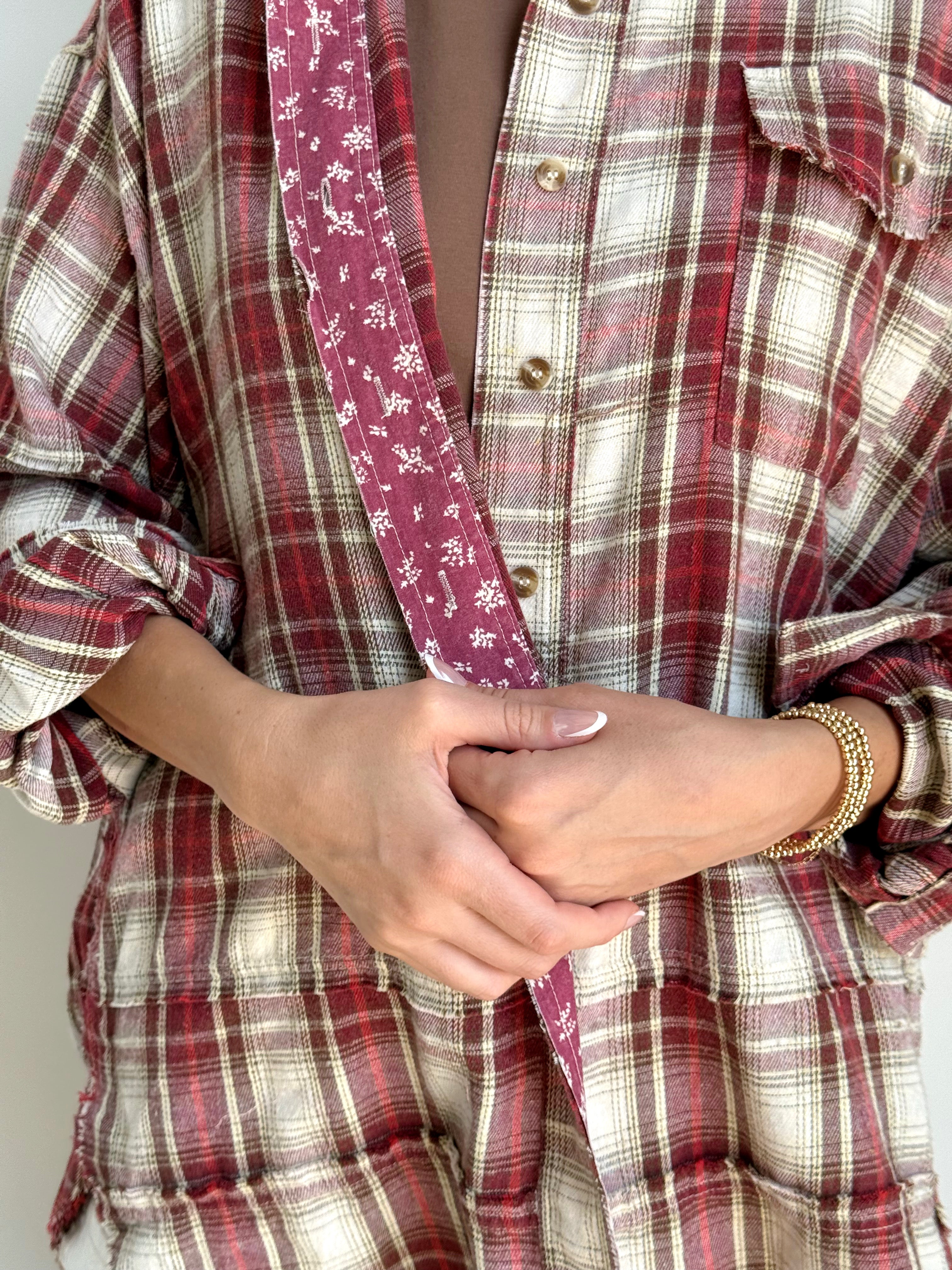 Peace & Love Flannel - CRIMSON - willows clothing L/S SHIRT