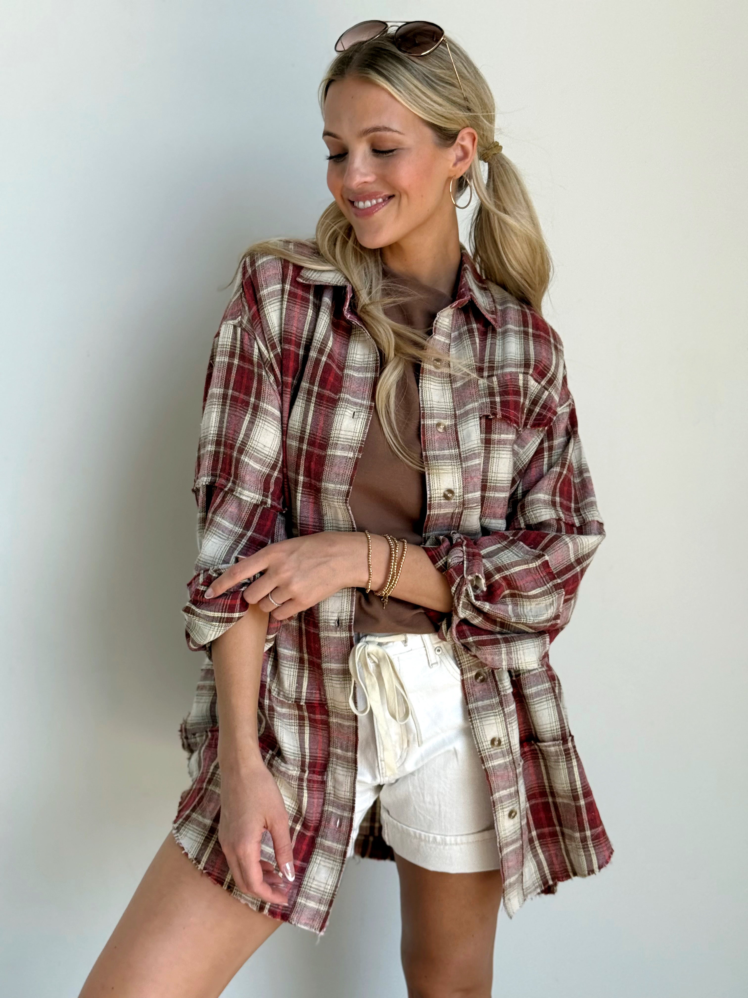 Peace & Love Flannel - CRIMSON - willows clothing L/S SHIRT