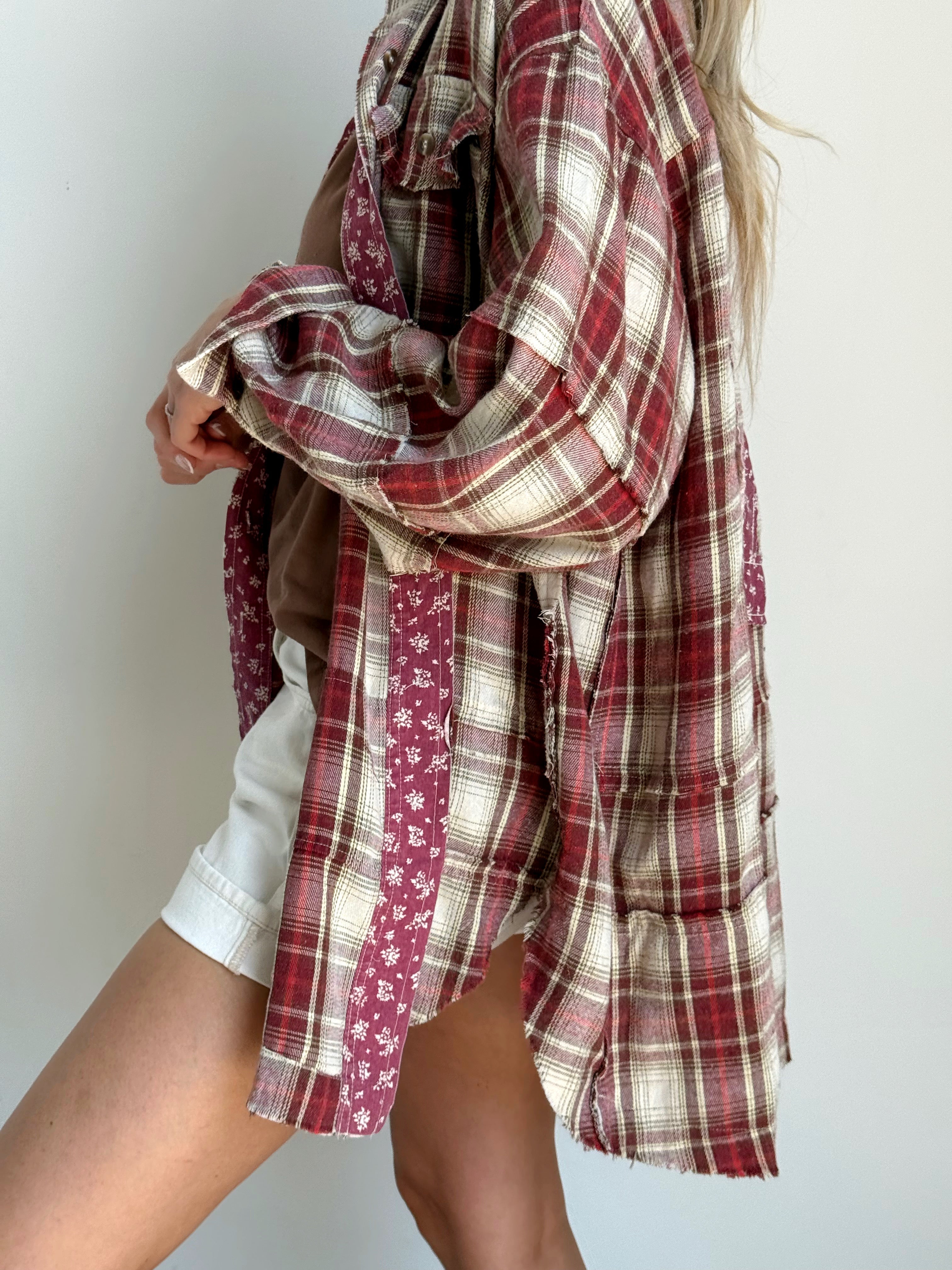 Peace & Love Flannel - CRIMSON - willows clothing L/S SHIRT