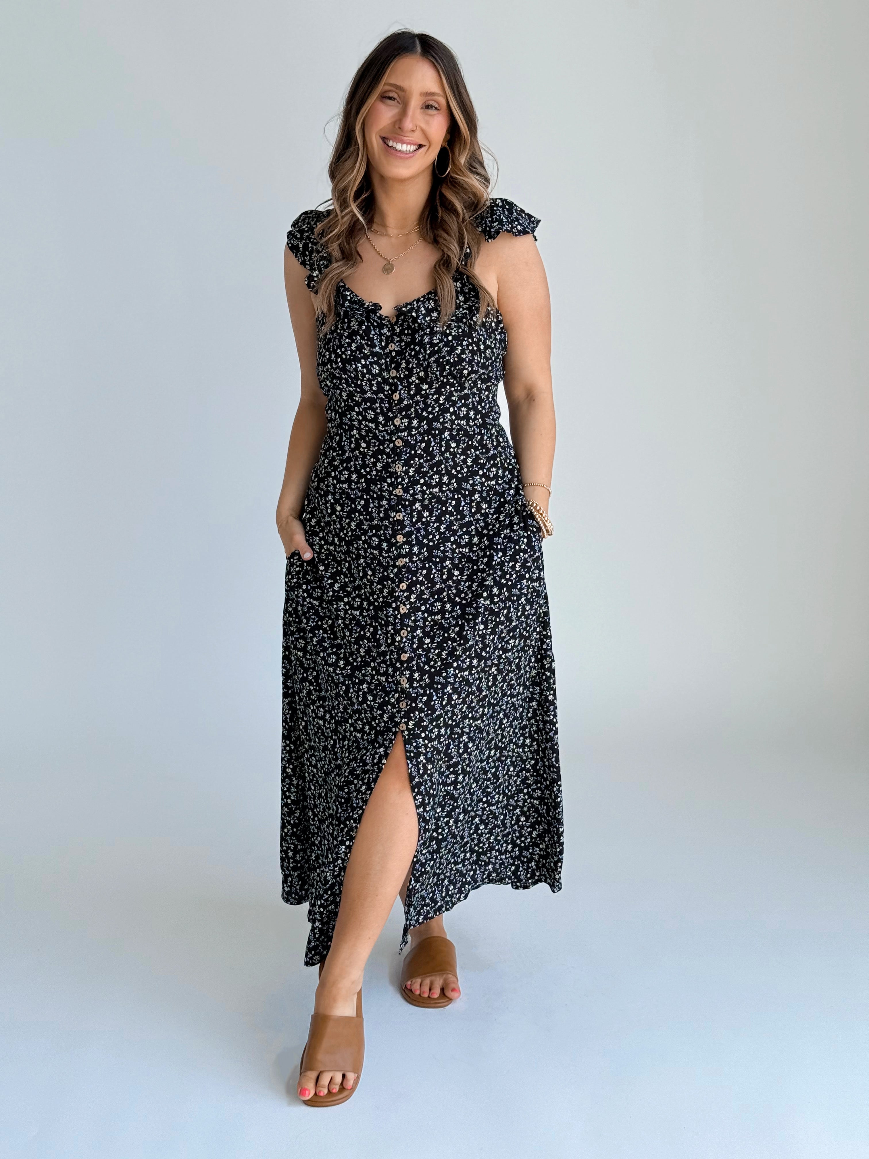 Penelope Dress - NAVY - willows clothing Long Dress