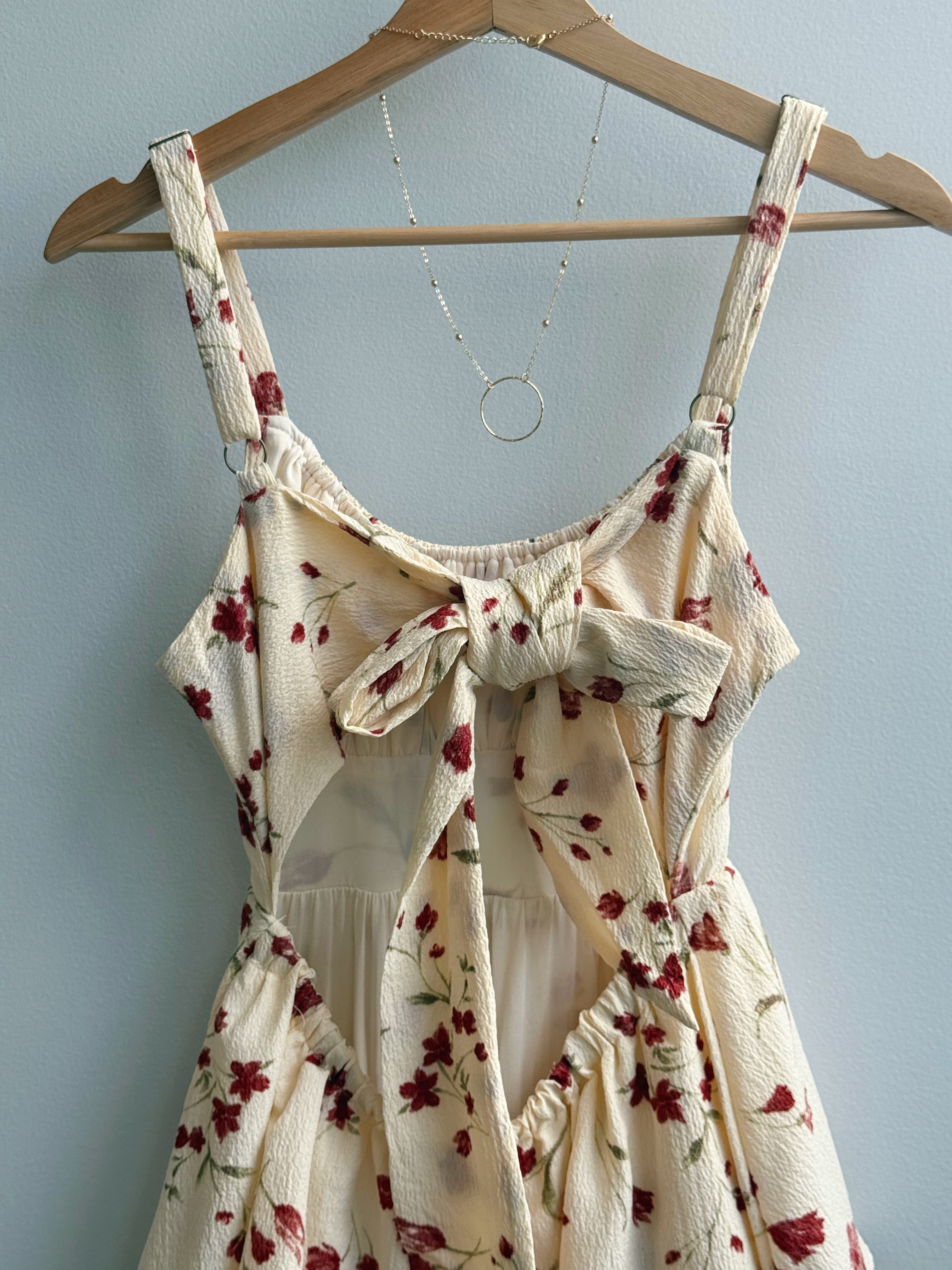Perfect Petal Midi Dress - CHAMPAGNE MULTI - willows clothing MIDI DRESS