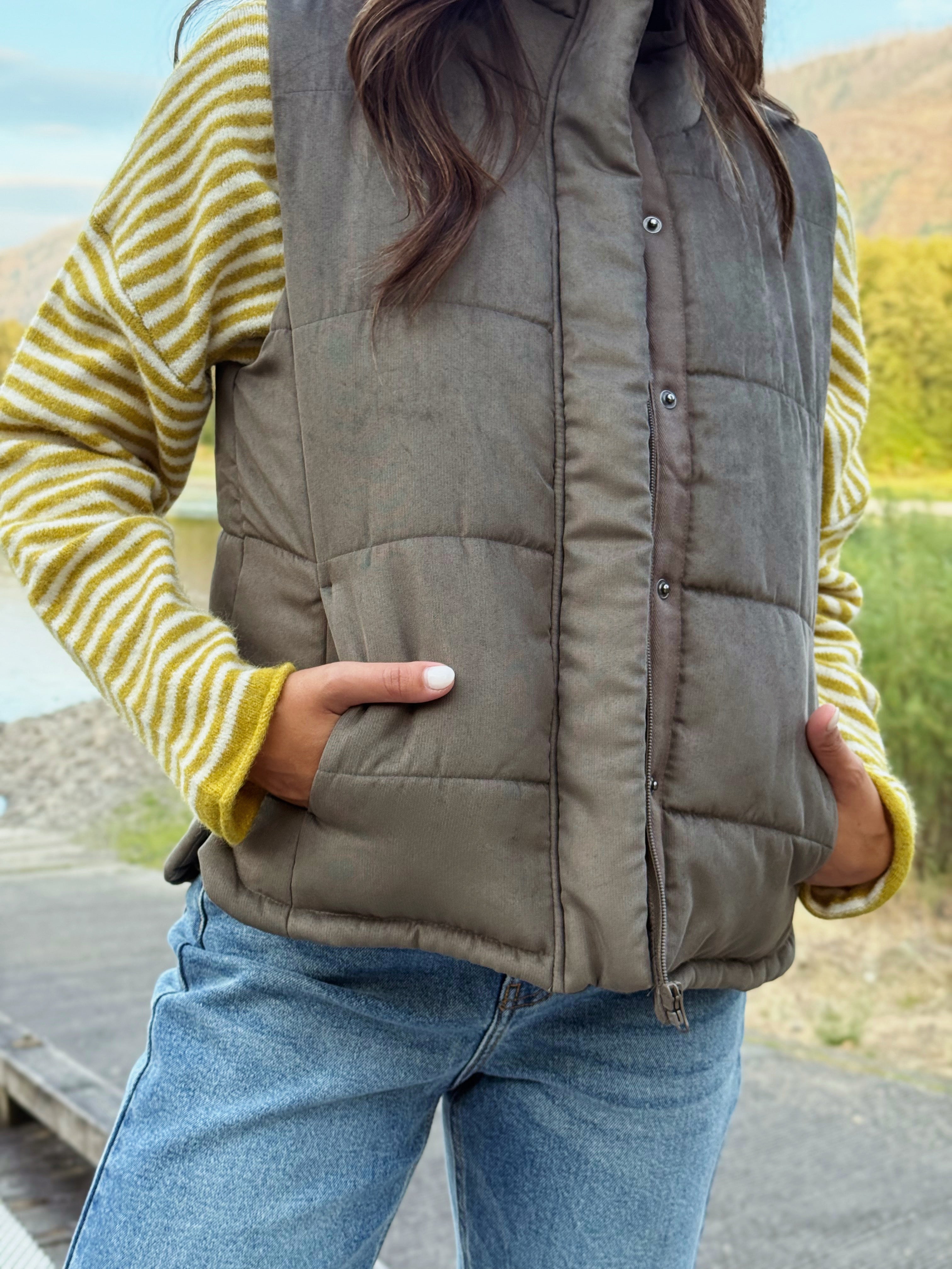 Peyton Vest - OLIVE - willows clothing VEST