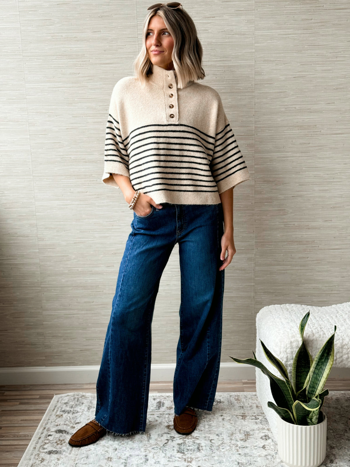 Piper Funnel Sweater - ECRU - willows clothing SWEATER