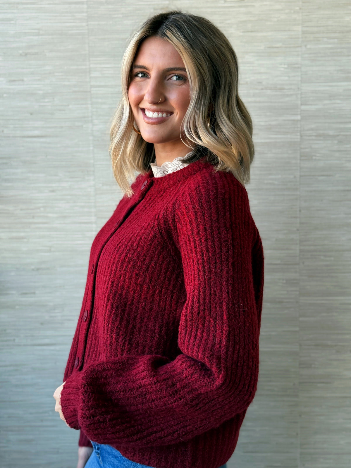Plenty Of Love Cardigan - BURGUNDY - willows clothing Cardigan