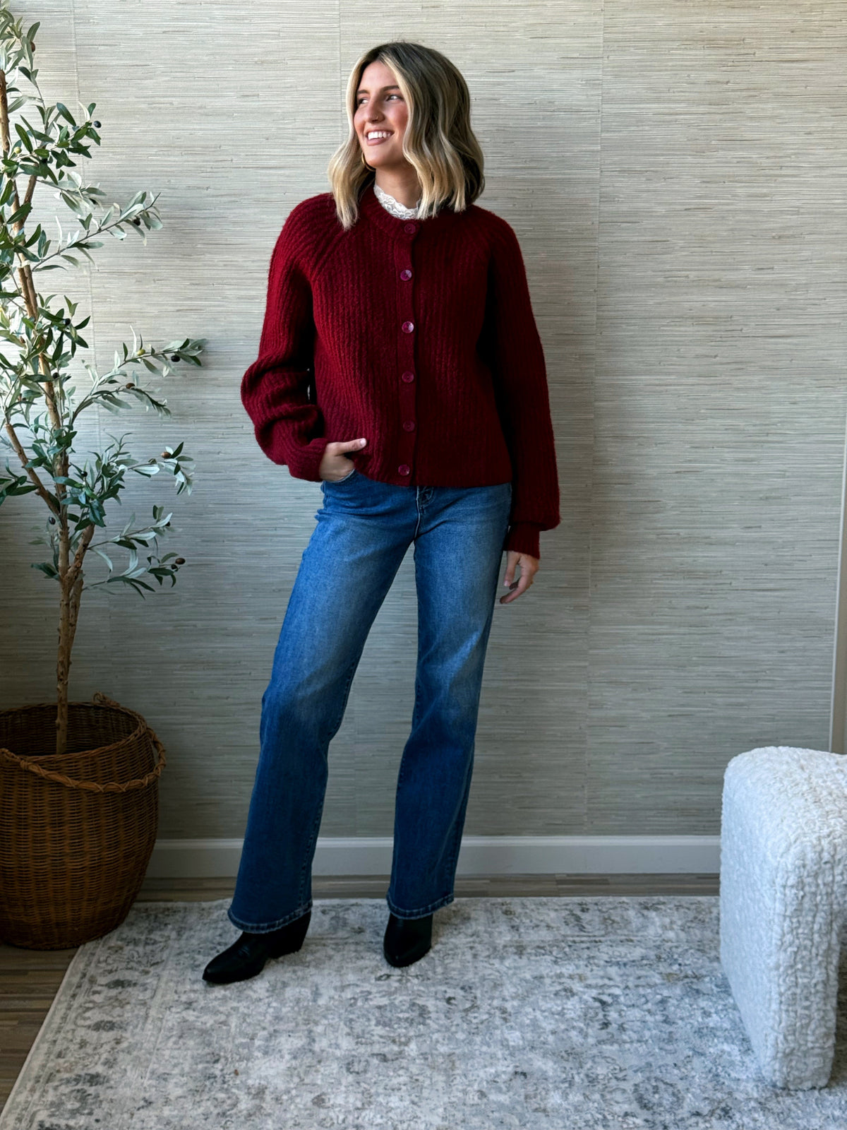 Plenty Of Love Cardigan - BURGUNDY - willows clothing Cardigan