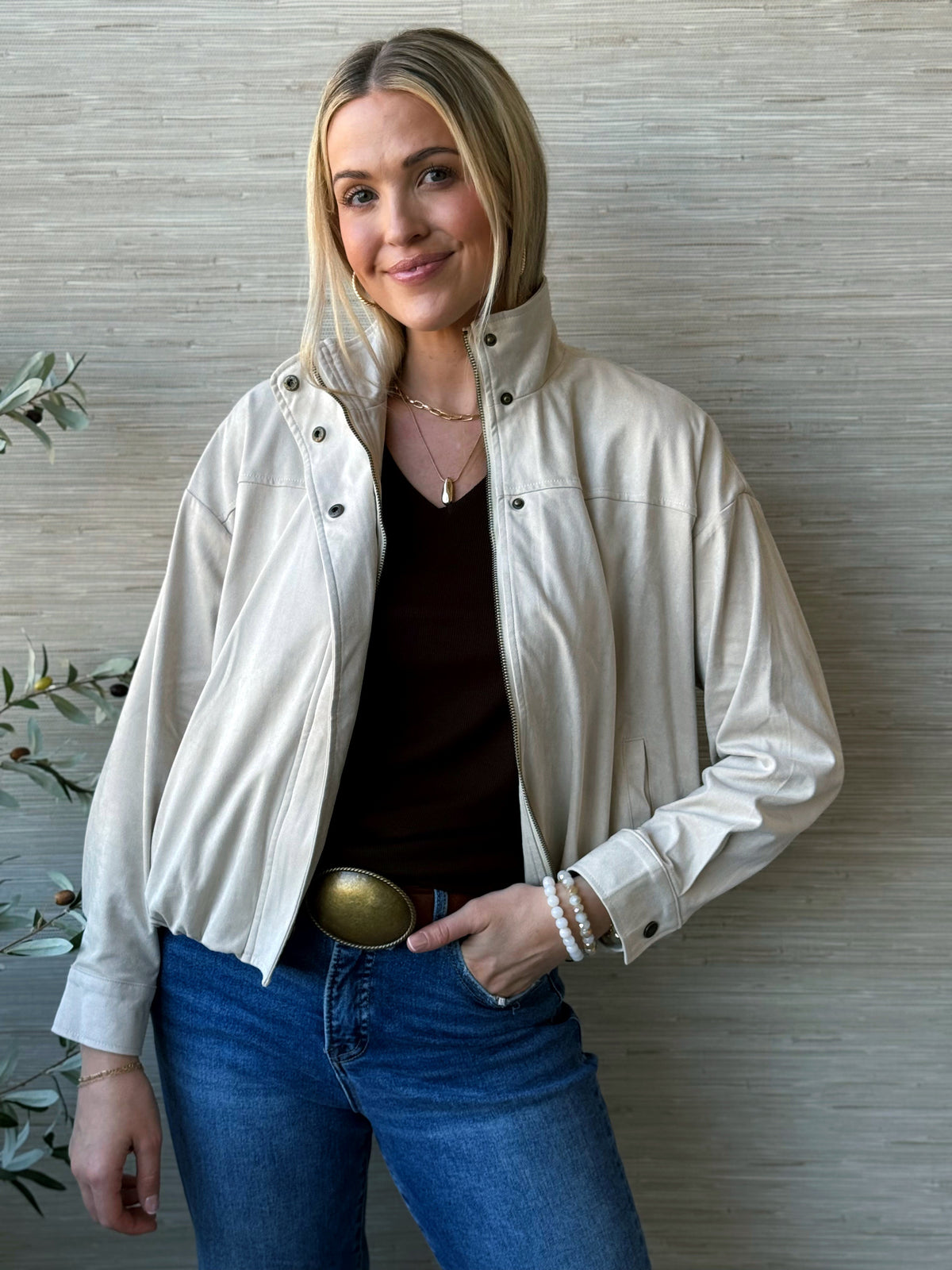 Porter Suede Jacket - CLOUD - willows clothing JACKET