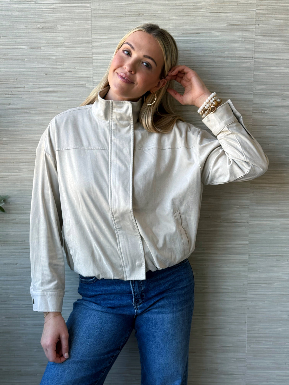 Porter Suede Jacket - CLOUD - willows clothing JACKET