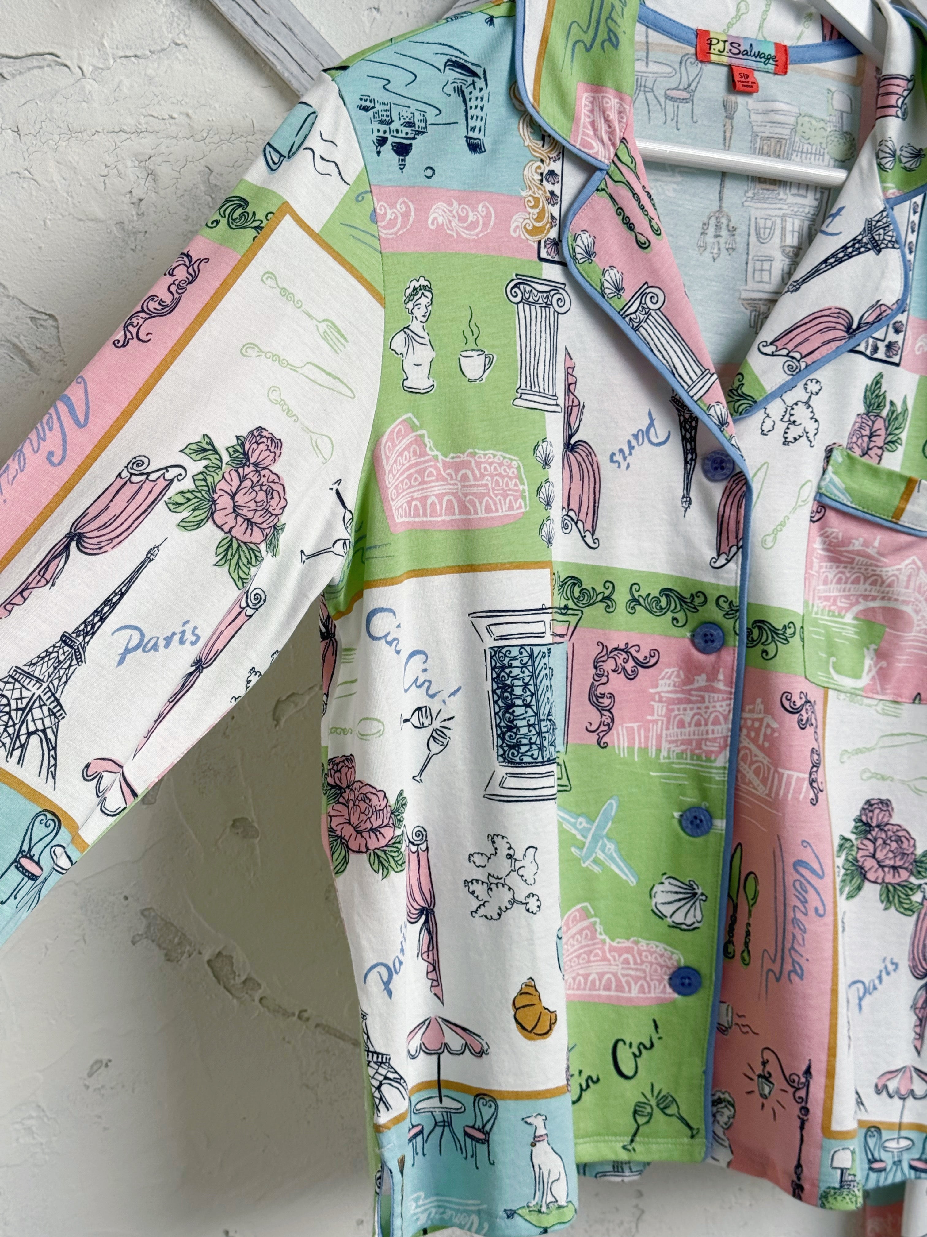 Postcards From Paris PJ Set - NATURAL - willows clothing Pajamas