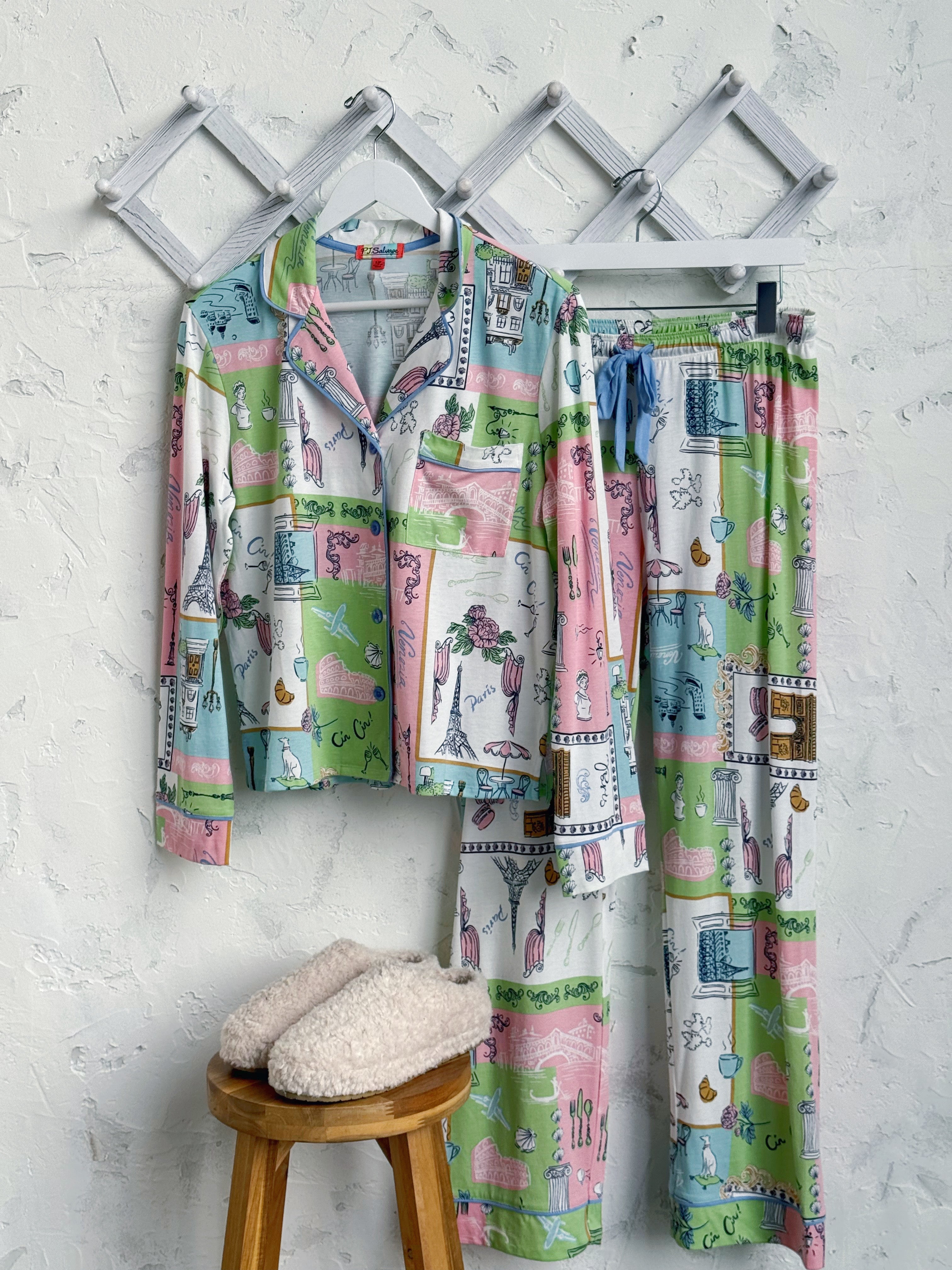 Postcards From Paris PJ Set - NATURAL - willows clothing Pajamas