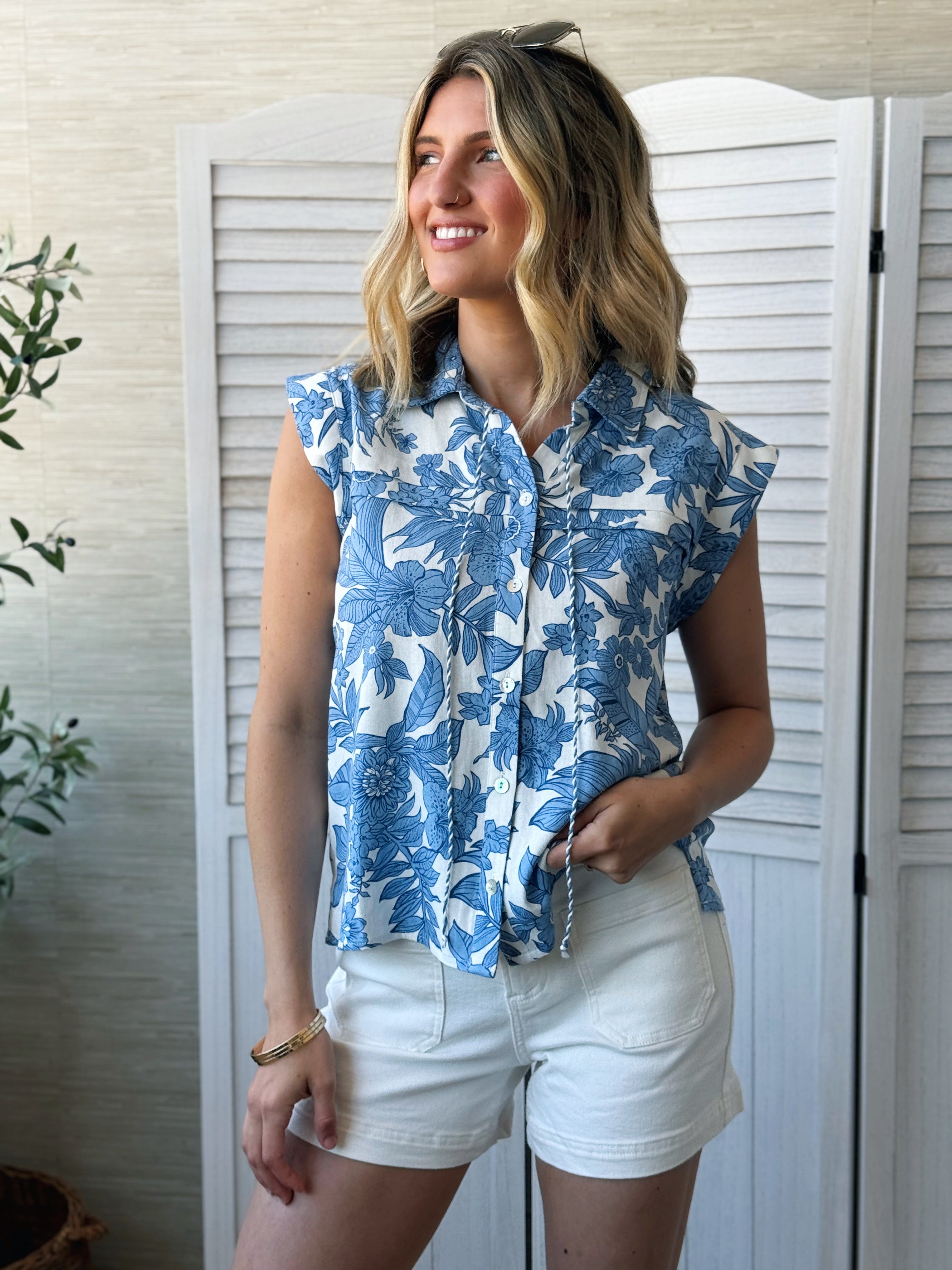 Raimee Blouse - CREAM BLUE - willows clothing BLOUSE