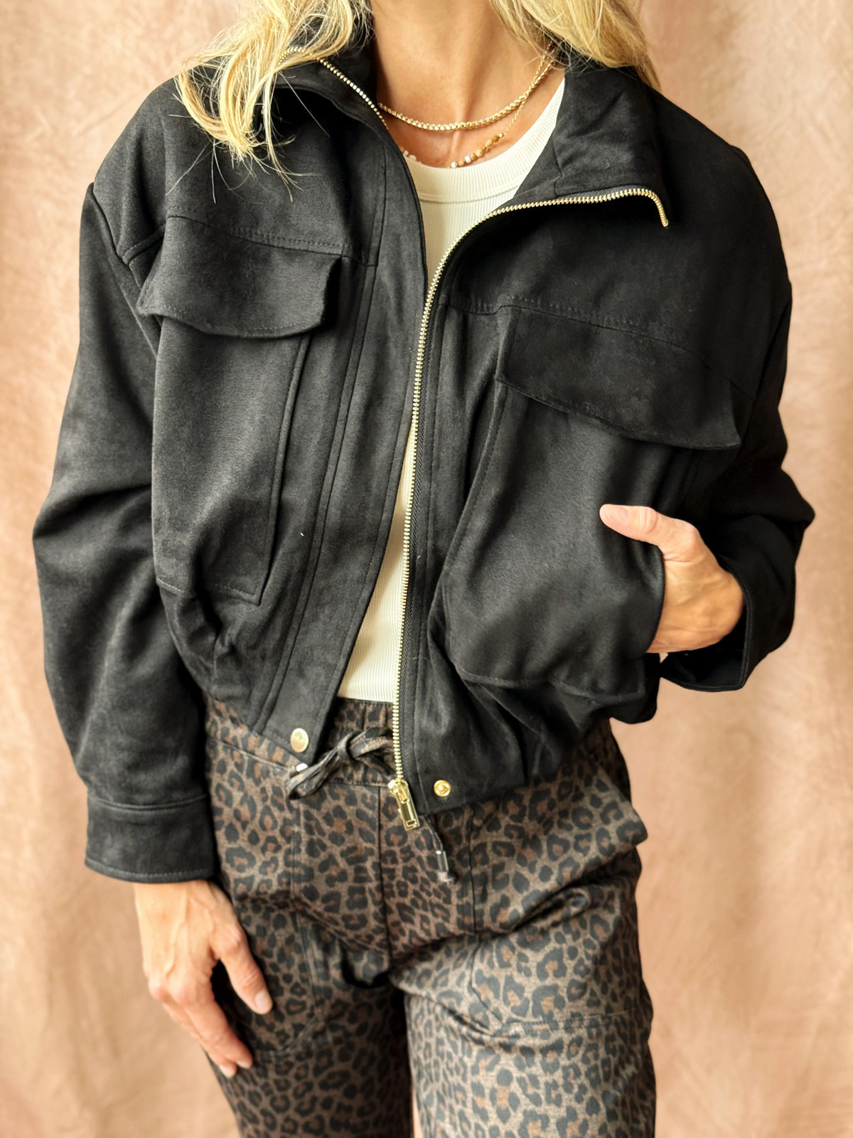 Raven Suede Jacket - BLACK - willows clothing JACKET