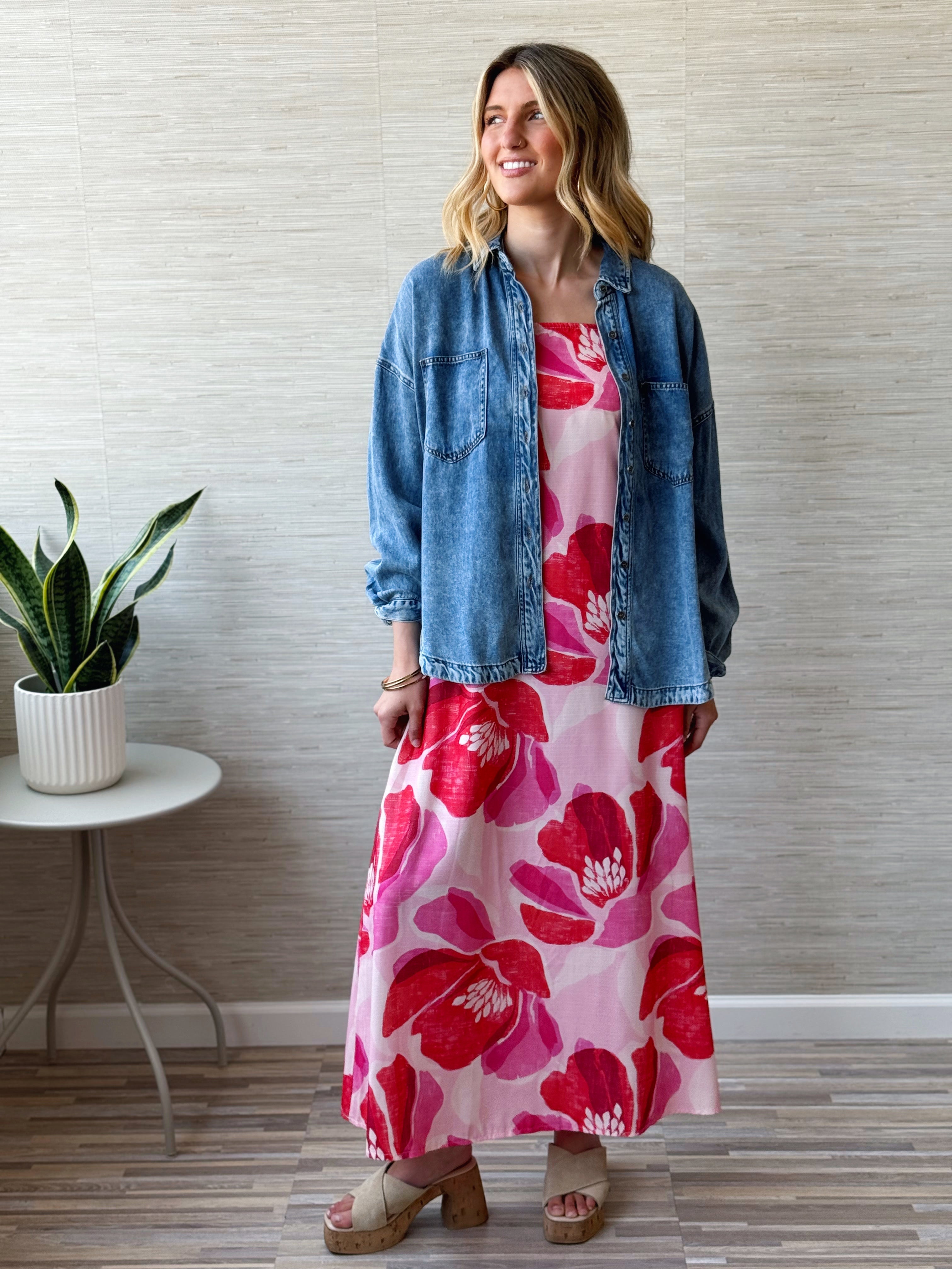 Renae Floral Dress - PINK - willows clothing Long Dress