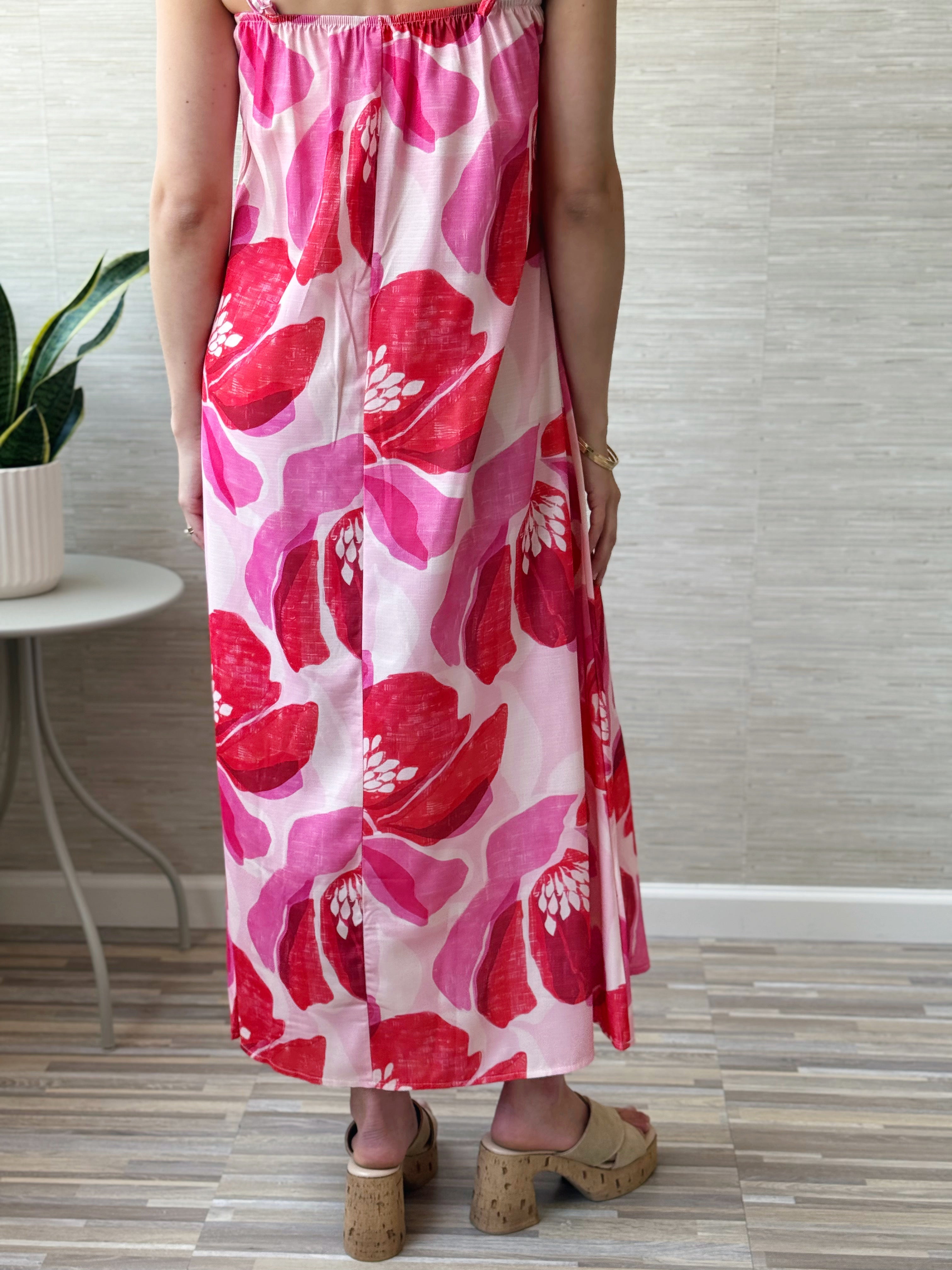Renae Floral Dress - PINK - willows clothing Long Dress