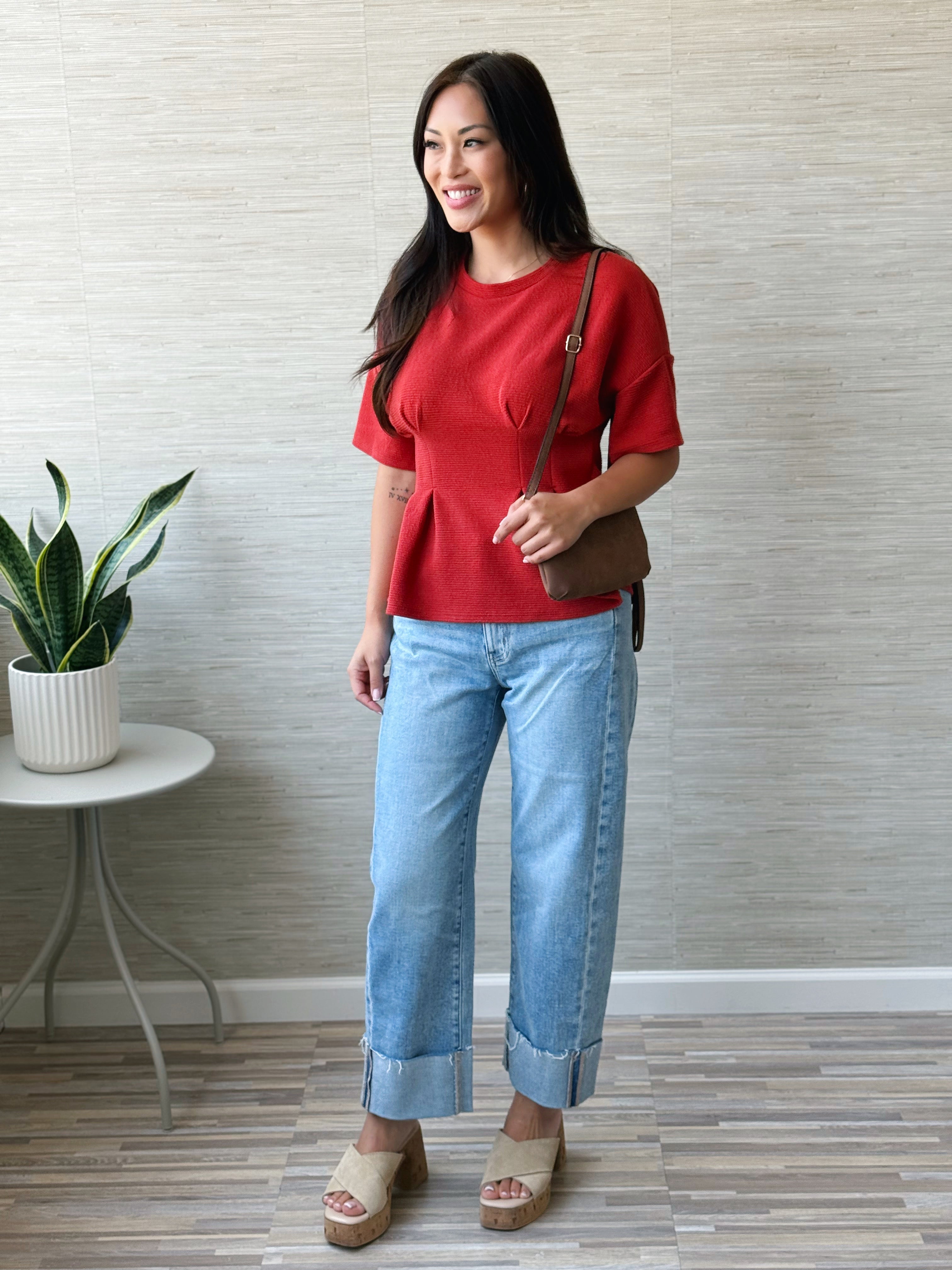 Renata Top - LIGHT RUST - willows clothing S/S SHIRT
