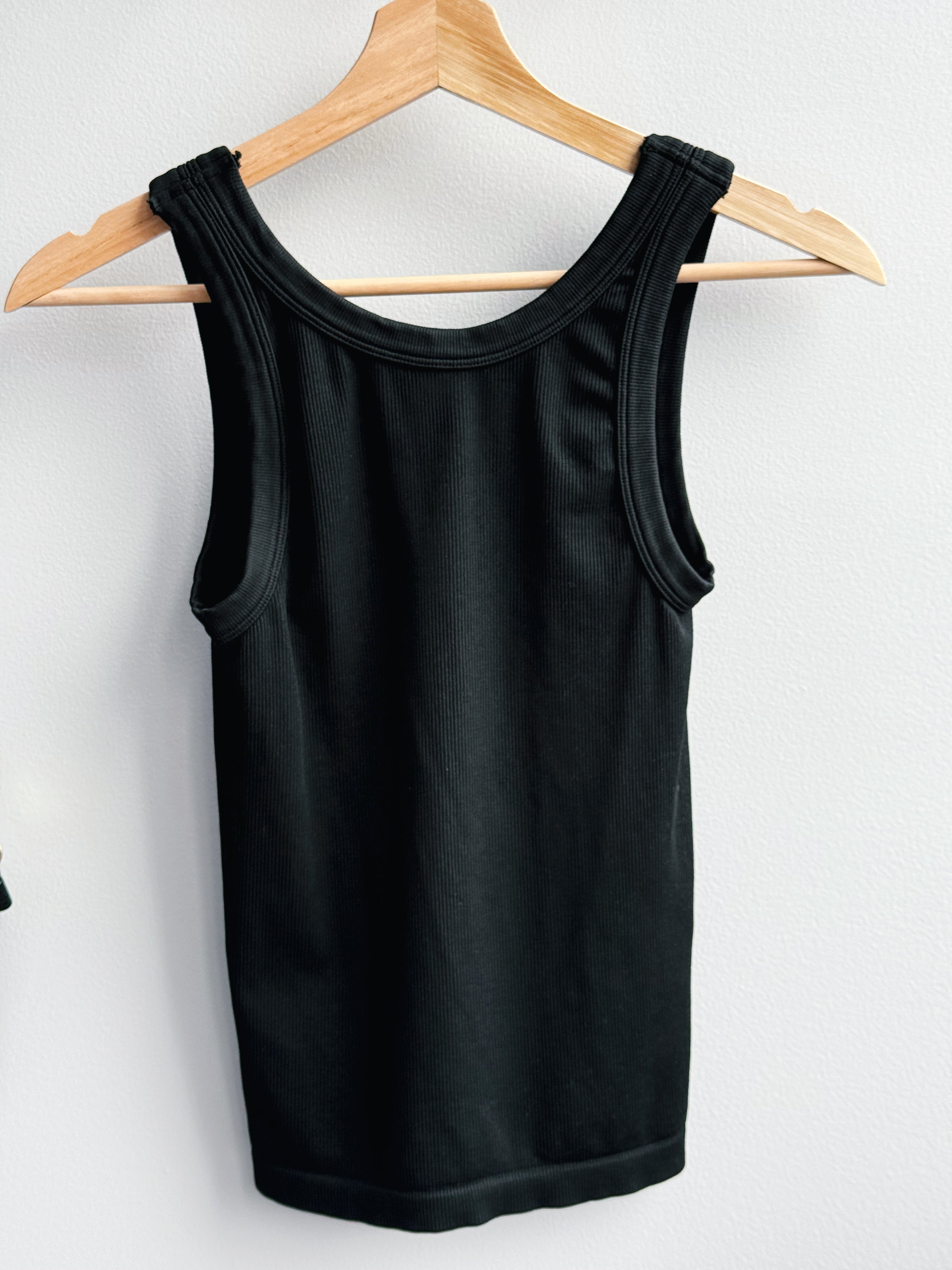 Reversible Ribbed Tank - BLACK - willows clothing TANK