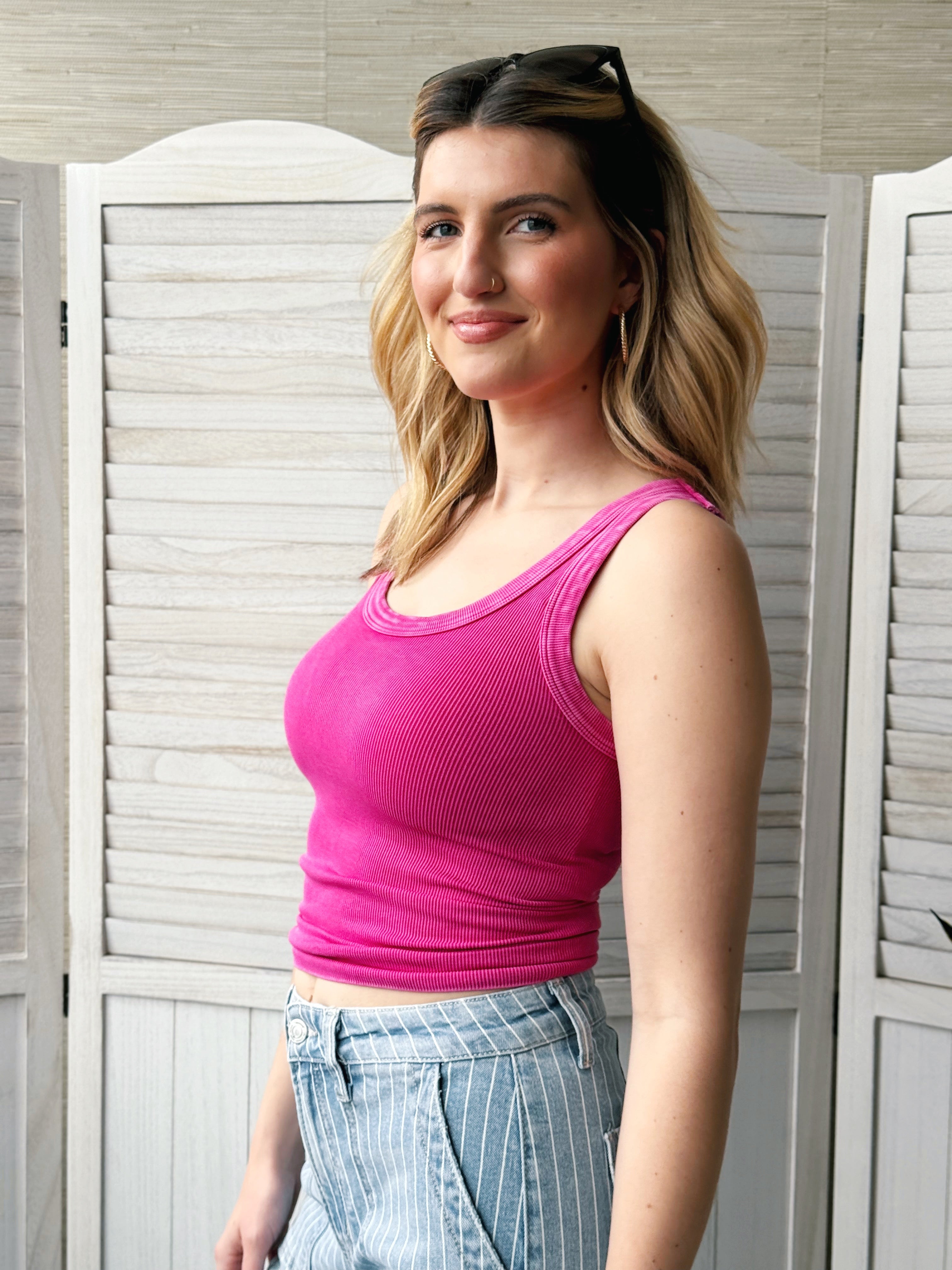 Reversible Vintage Tank - VINTAGE FUCHSIA POP - willows clothing TANK