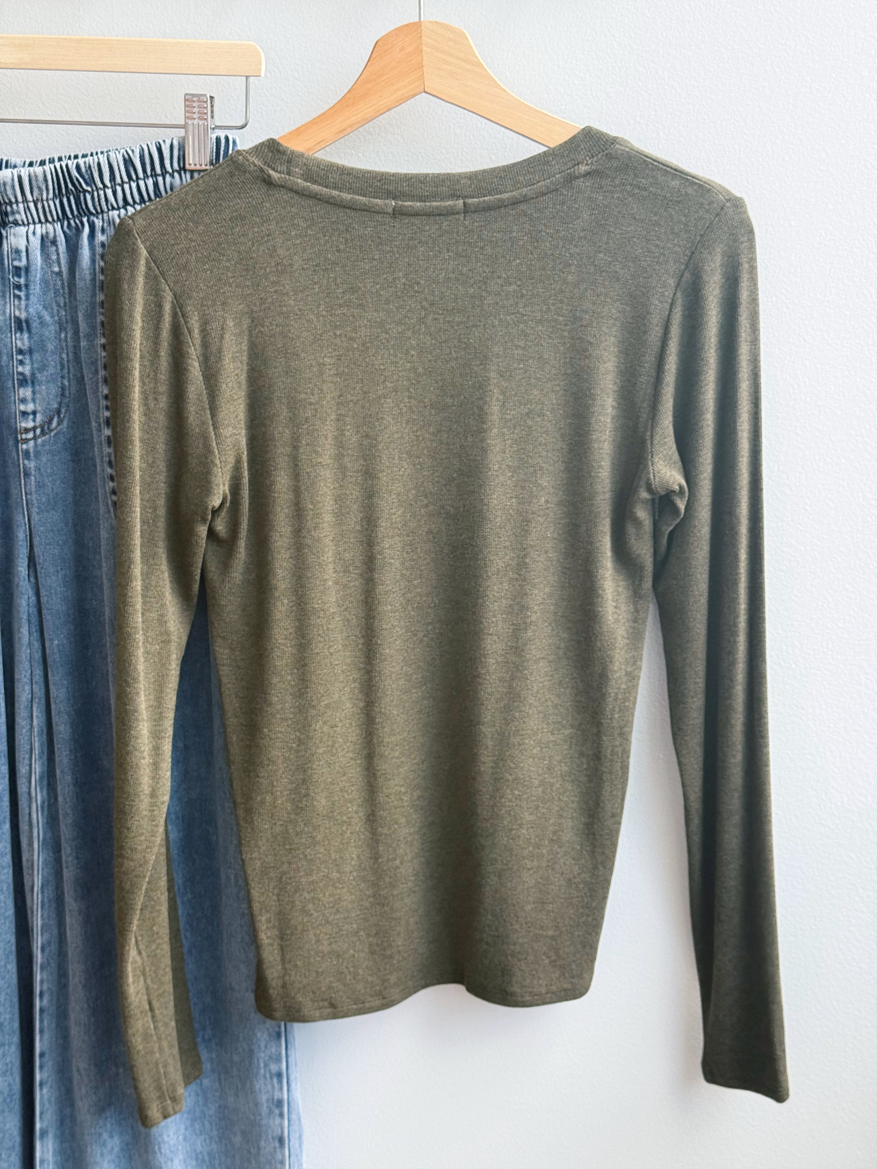 Ribbed Long Sleeve Top - WINTER FOREST - willows clothing L/S SHIRT