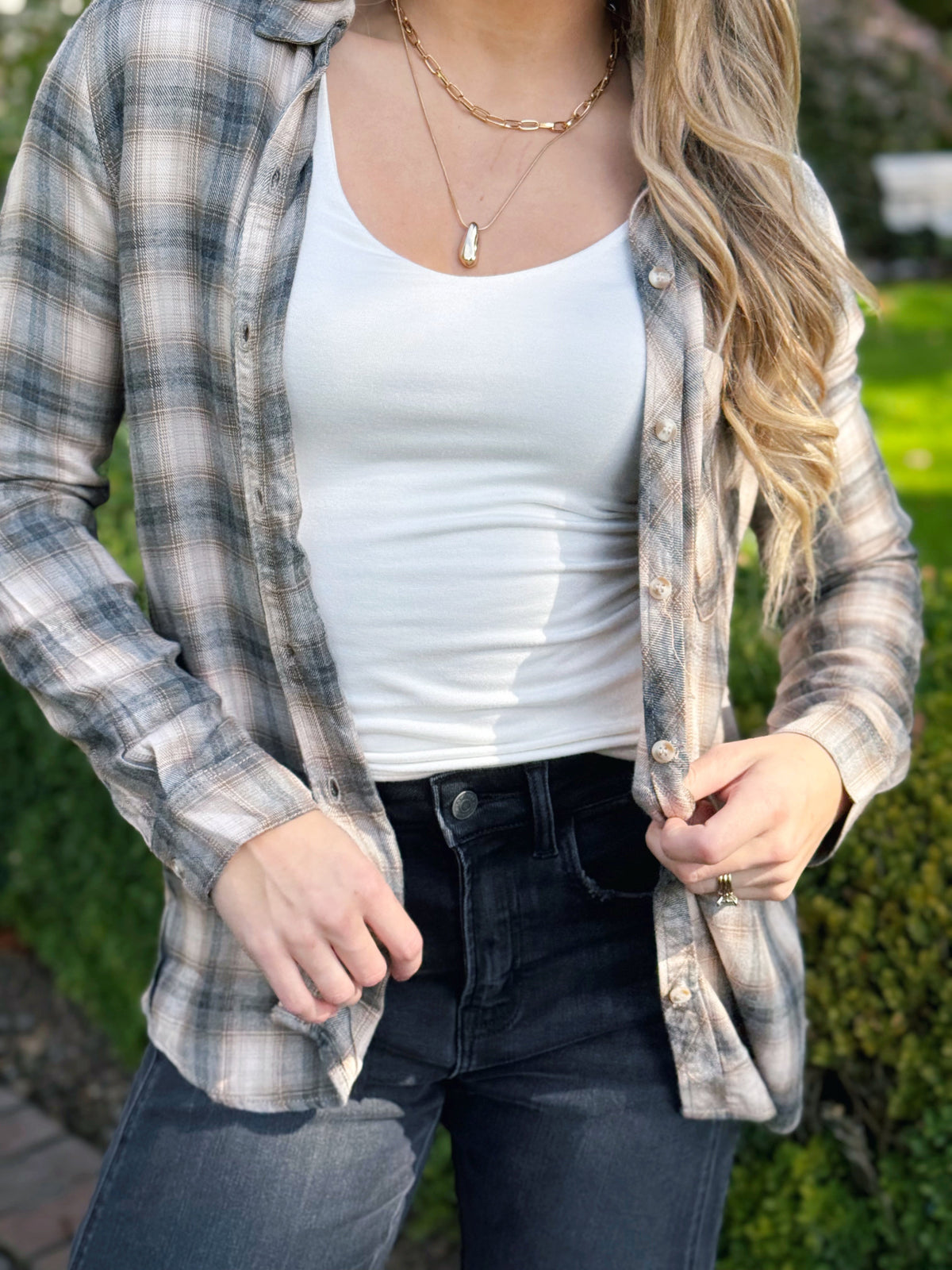 River Plaid Shirt - CHARCOAL - willows clothing L/S SHIRT