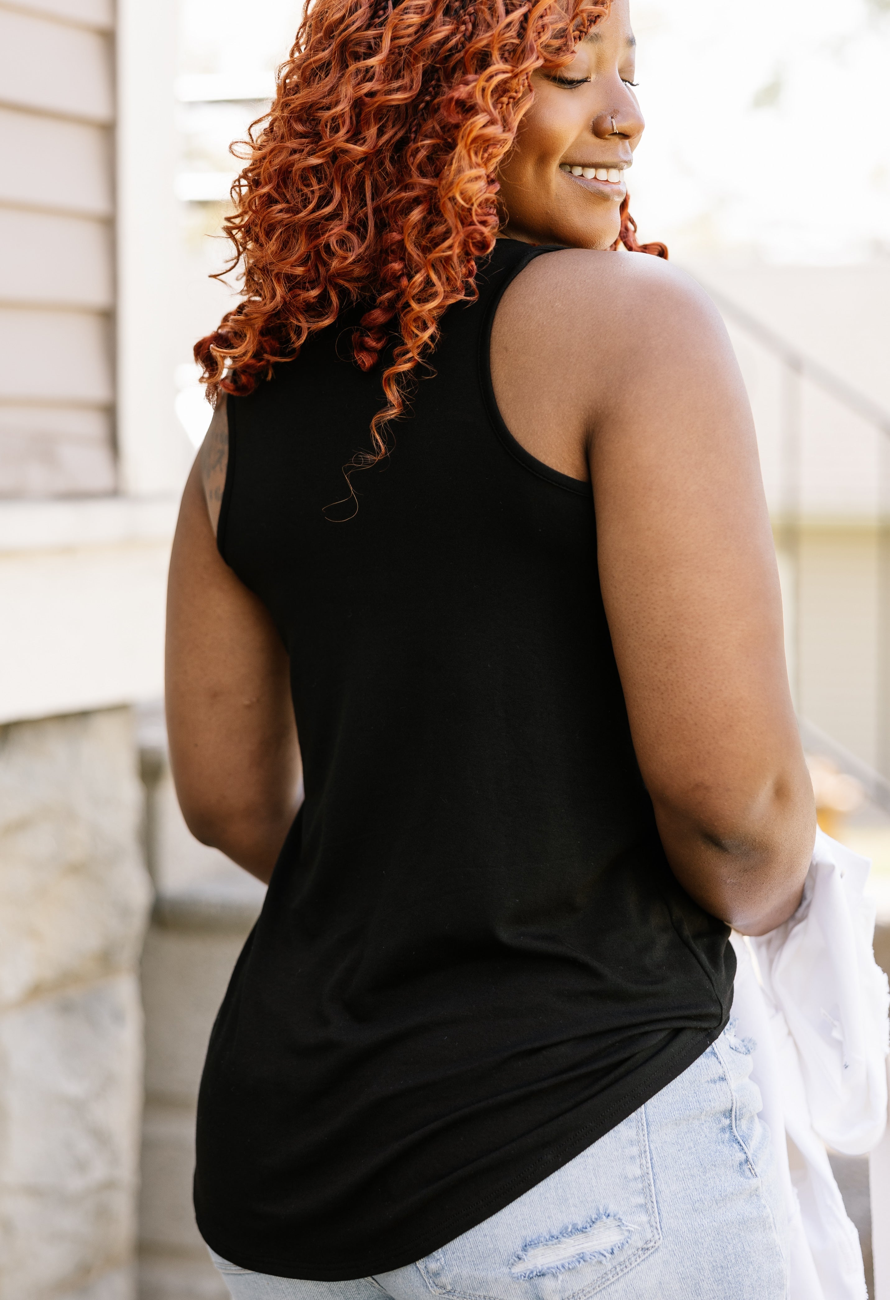 Round Neck Tank Top - BLACK - willows clothing TANK