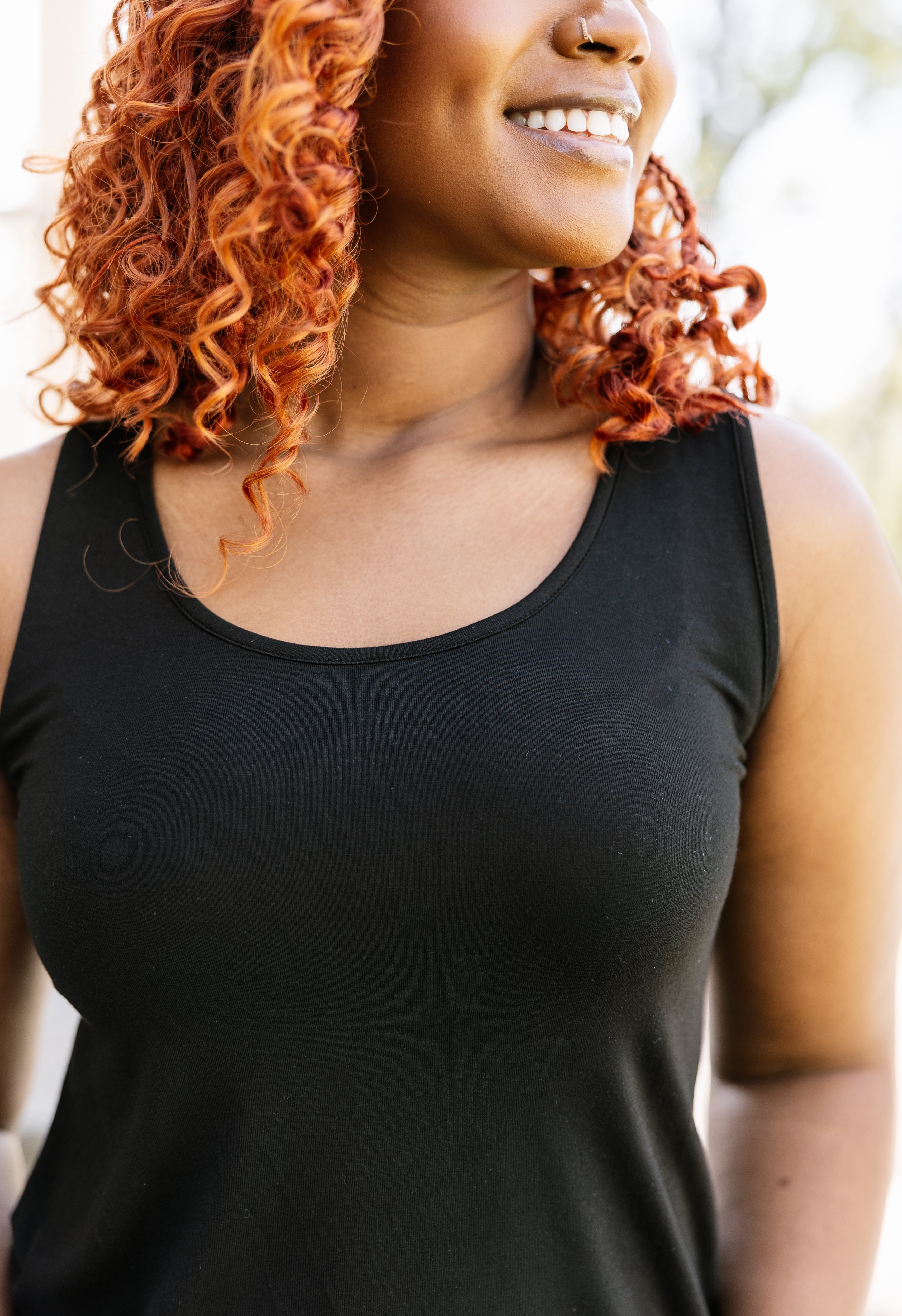 Round Neck Tank Top - BLACK - willows clothing TANK