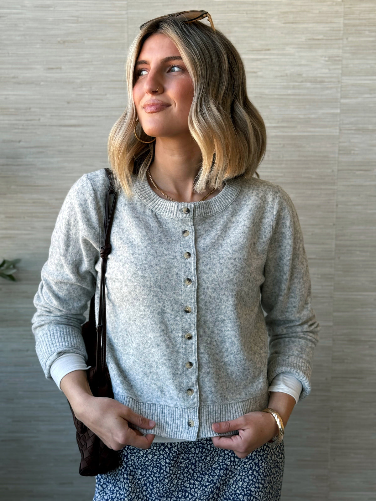 Rylann Cardigan - HEATHER GREY - willows clothing Cardigan