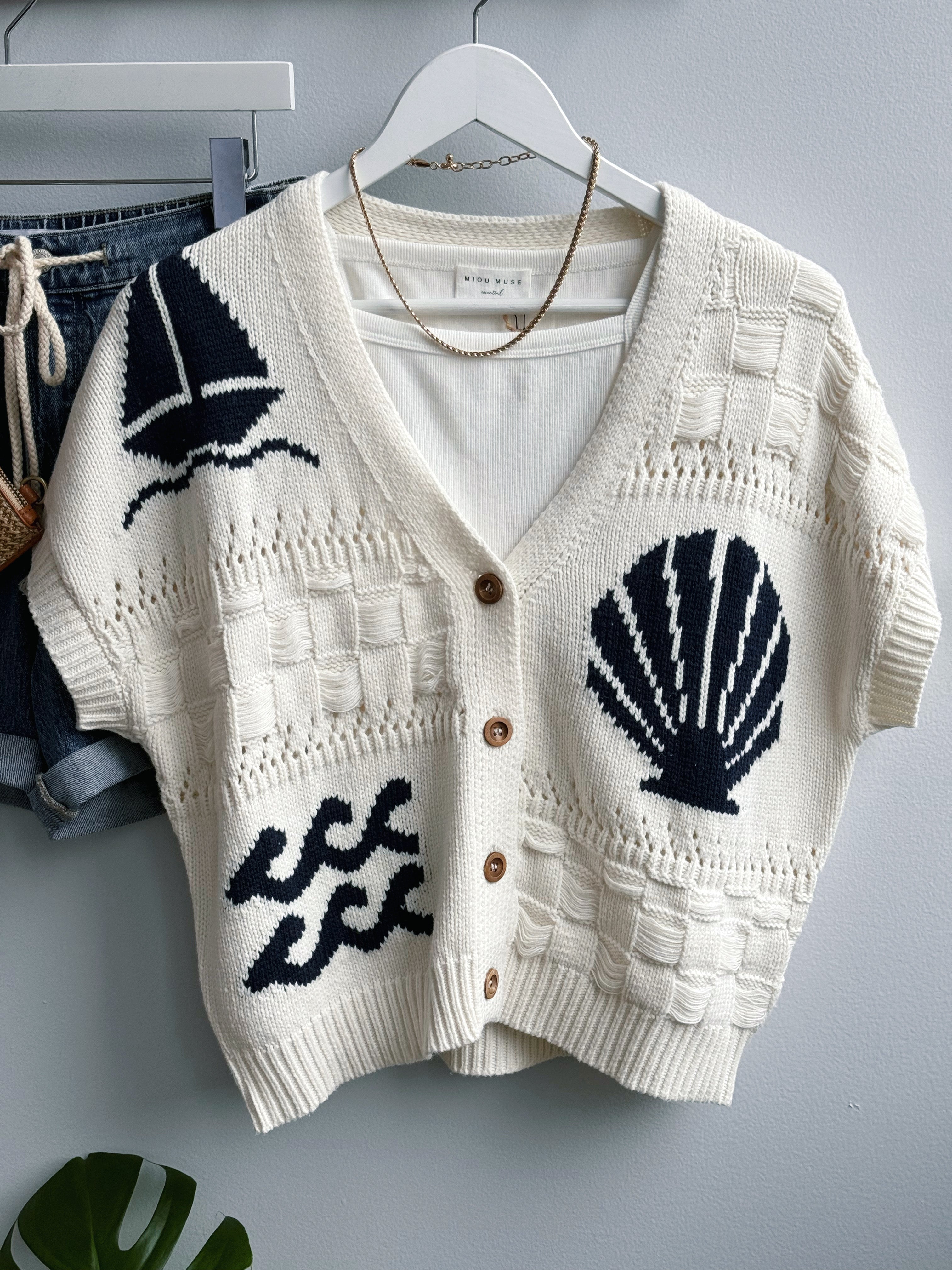 Sail Away Cardigan - CREAM - willows clothing SWEATER