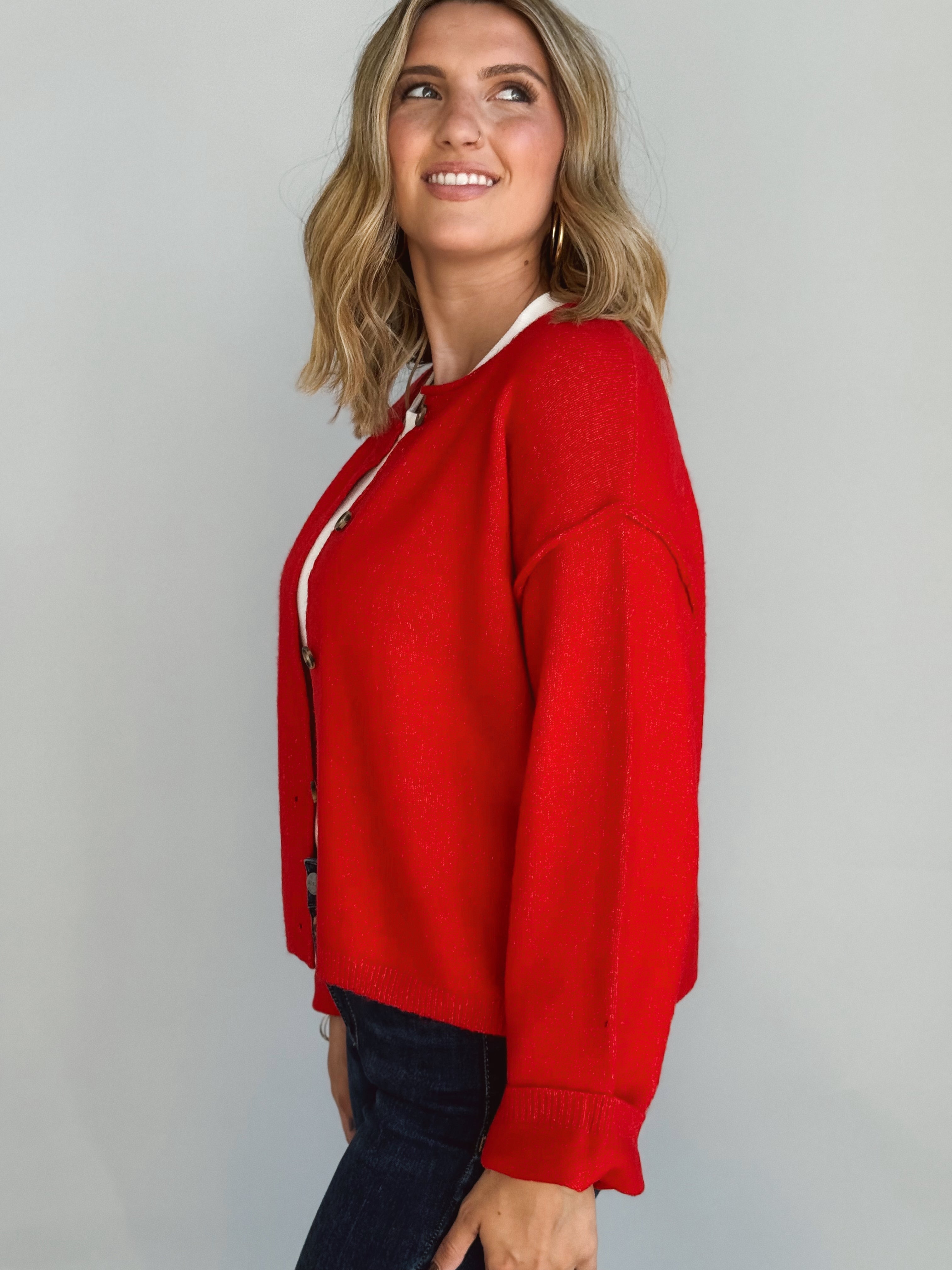 Salem Cardigan - RED - willows clothing Cardigan