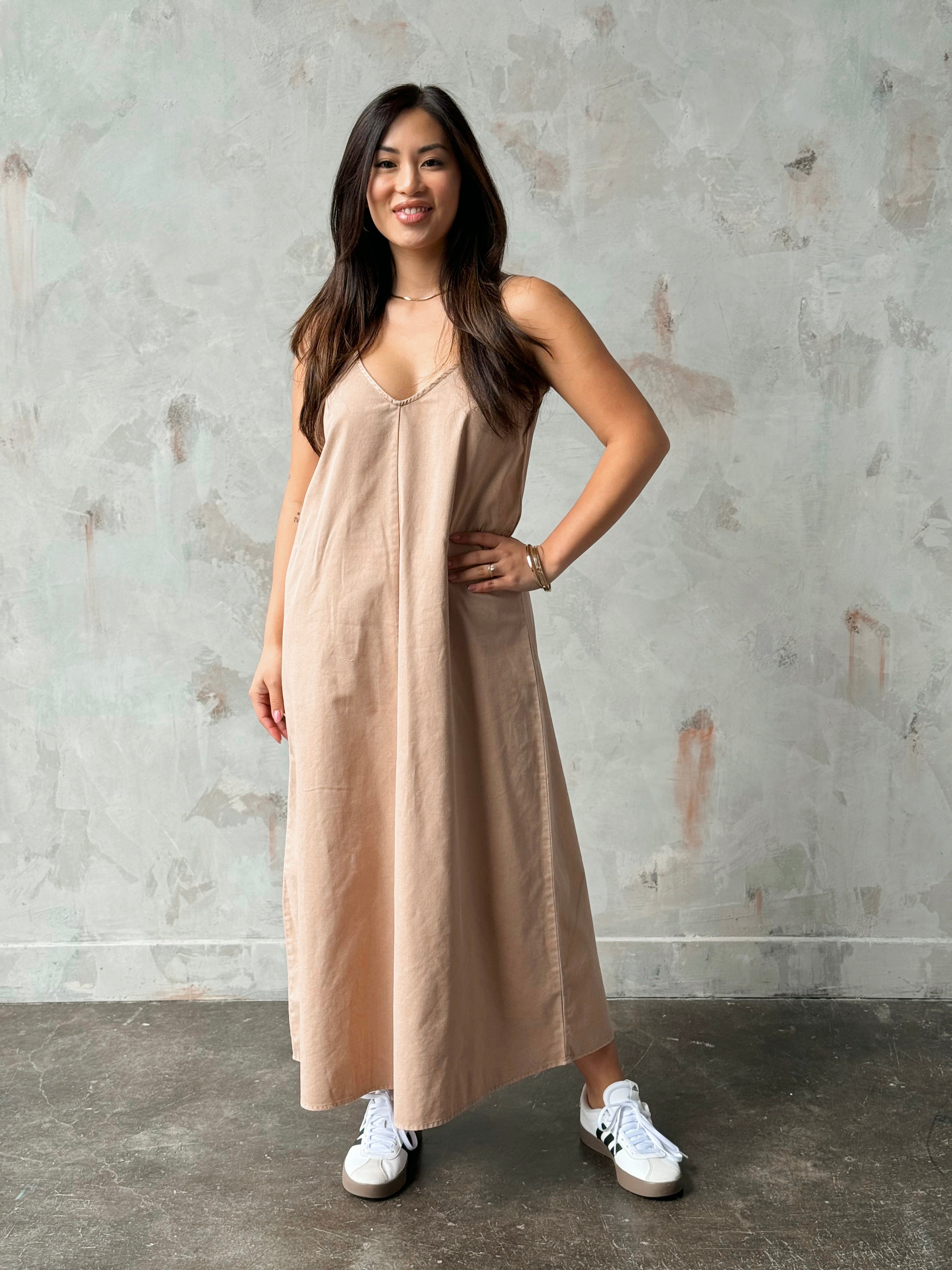Sandbar Dress - DARK TAUPE - willows clothing Long Dress