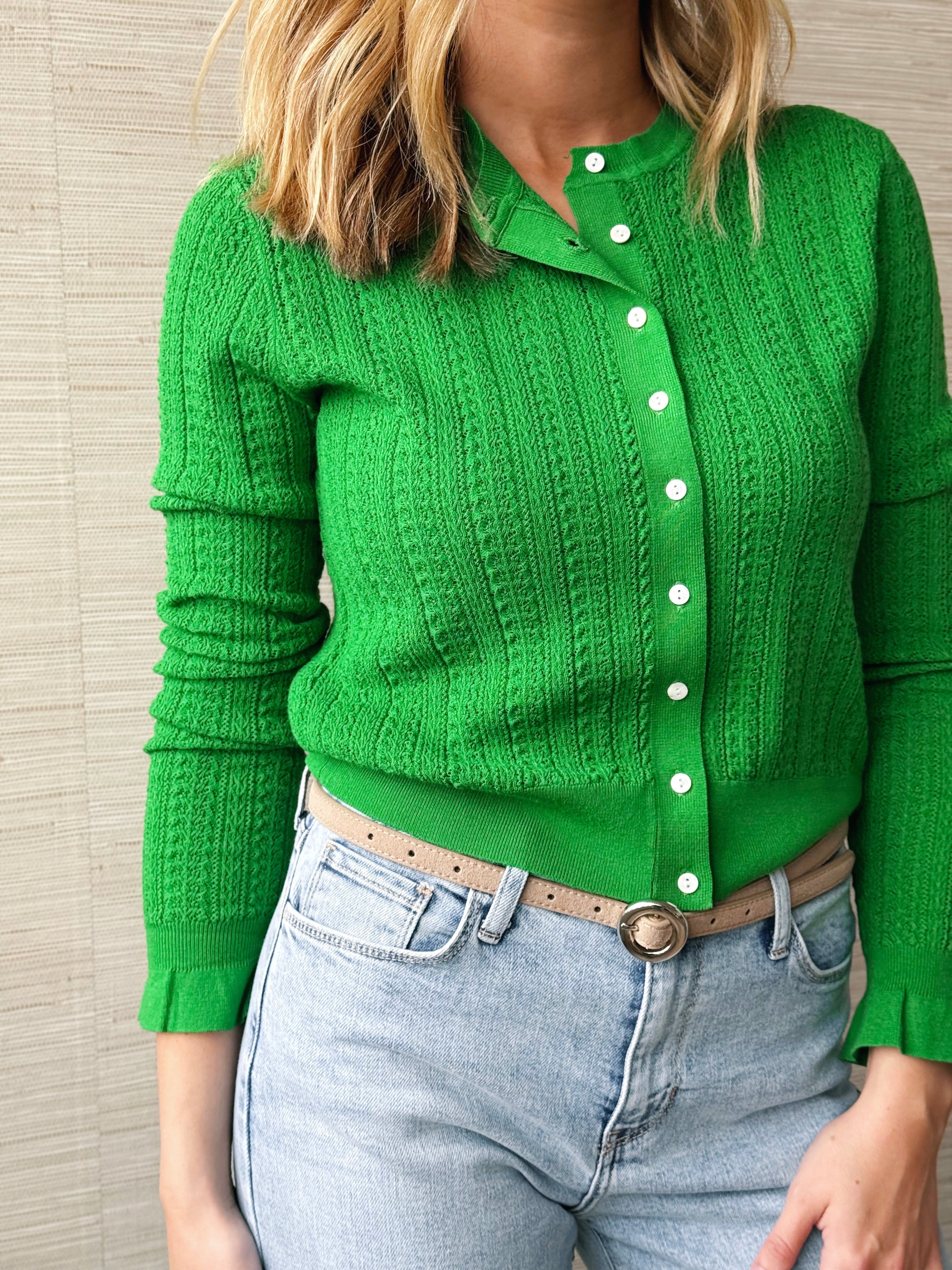 Sara Cardigan - KELLY GREEN - willows clothing Cardigan