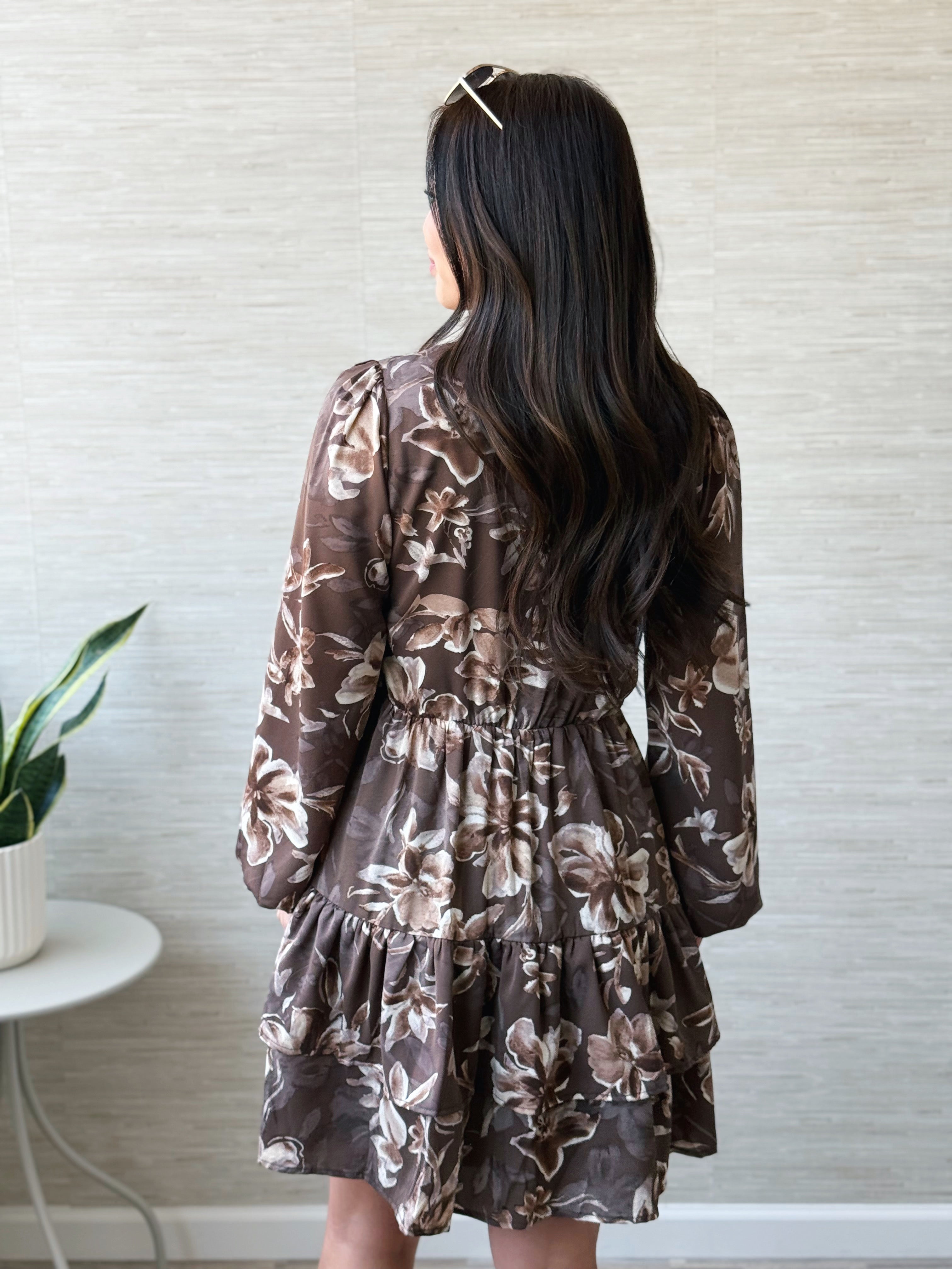 Saskia Mini Dress - MOCHA BROWN - willows clothing SHORT DRESS