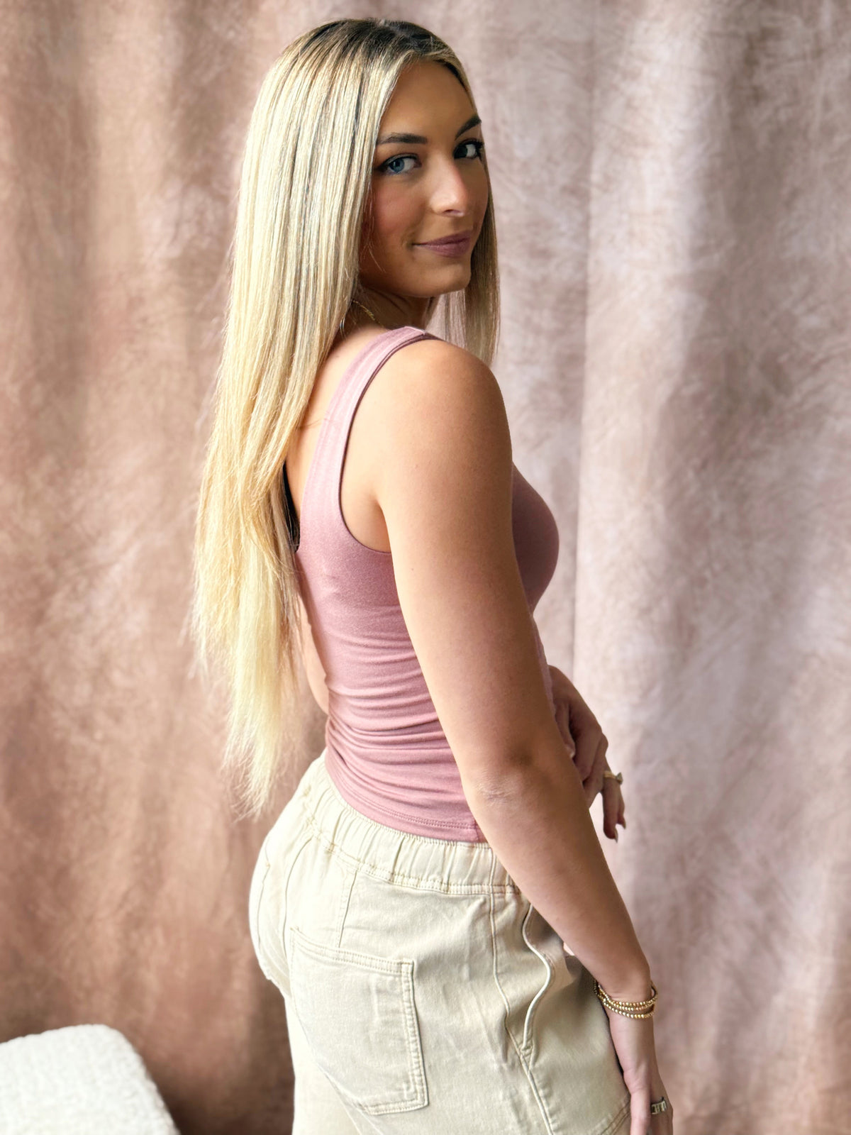 Scoop Neck Tank - DARK MAUVE - willows clothing TANKS