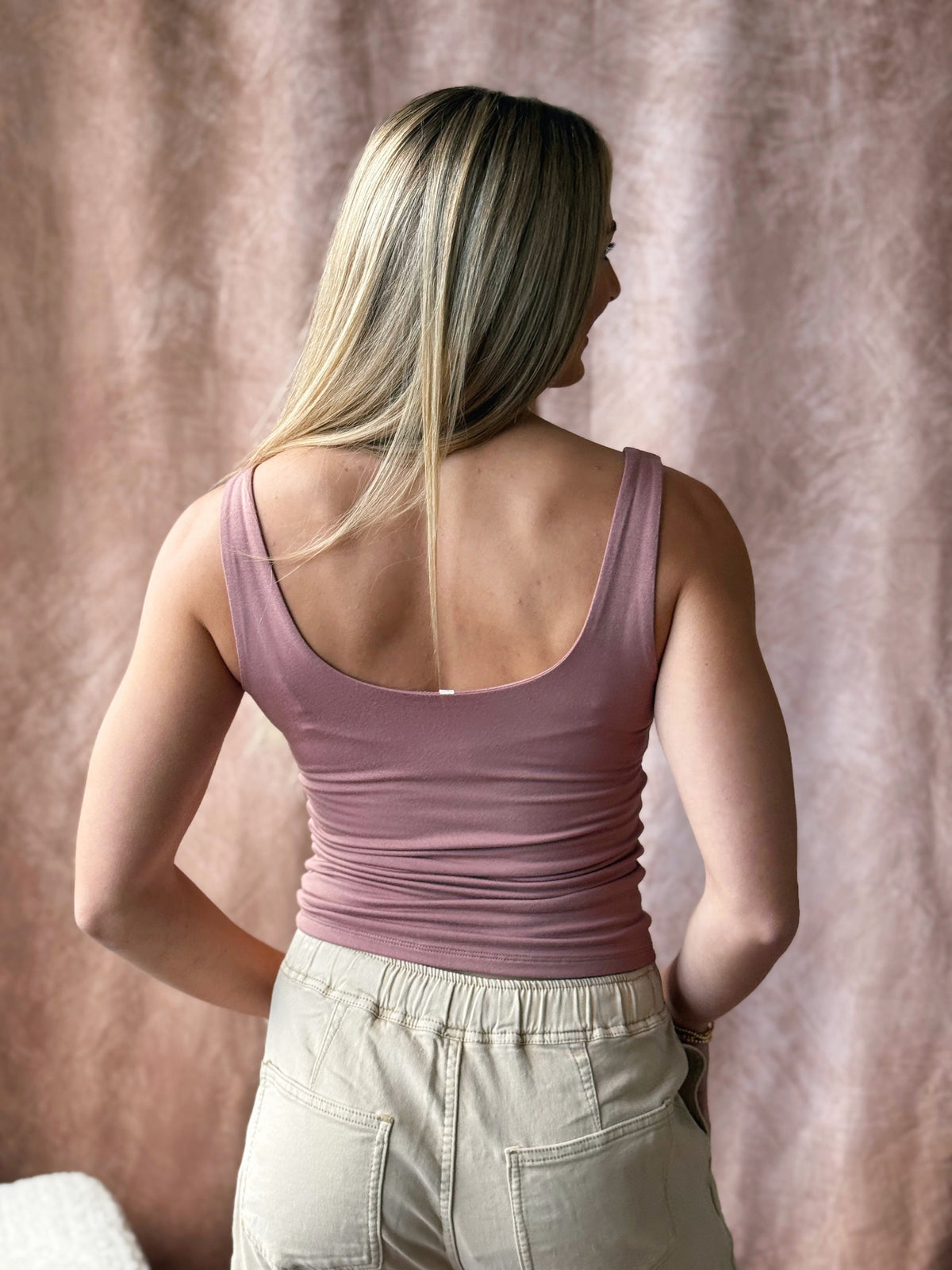 Scoop Neck Tank - DARK MAUVE - willows clothing TANKS